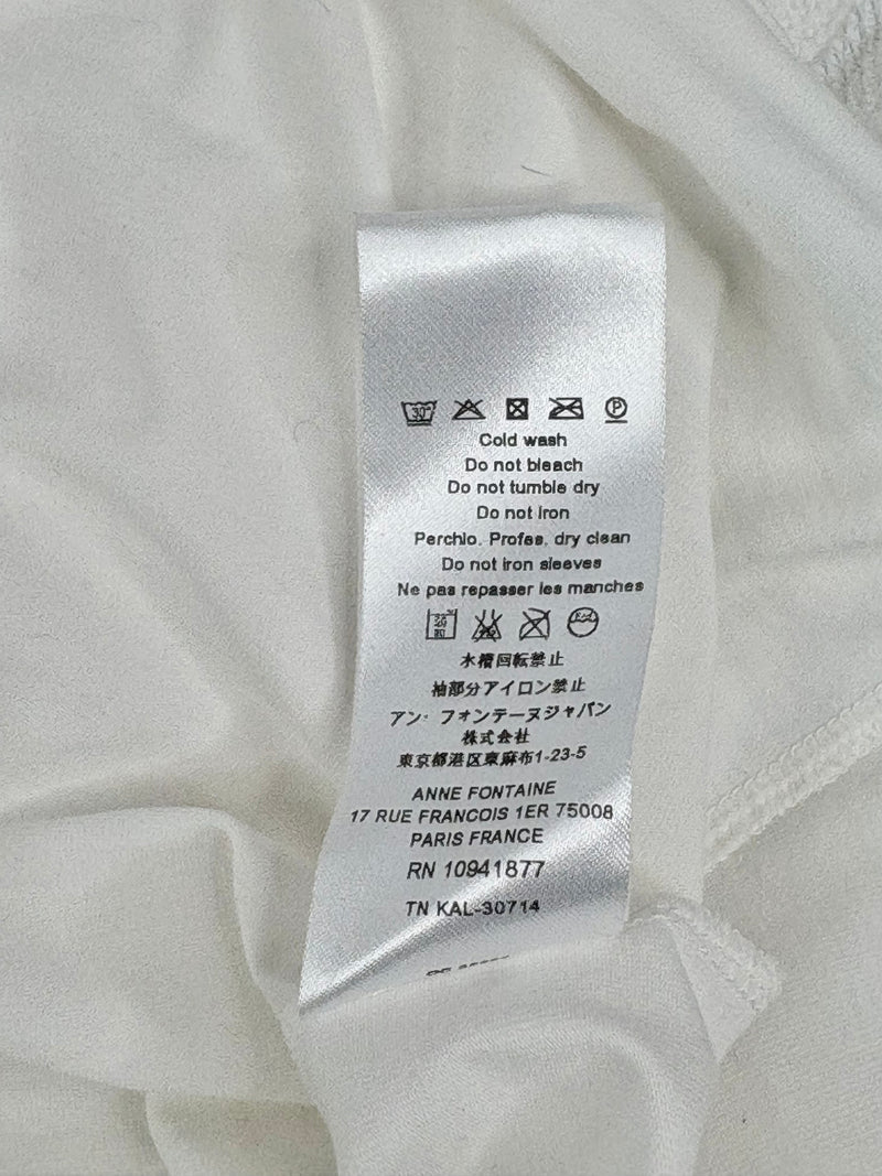 Anne Fontaine White Mesh-Sleeved Top - AU10/12