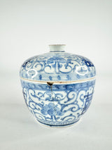 Antique 'Double Happiness' Small Blue & White Porcelain Lidded Dish