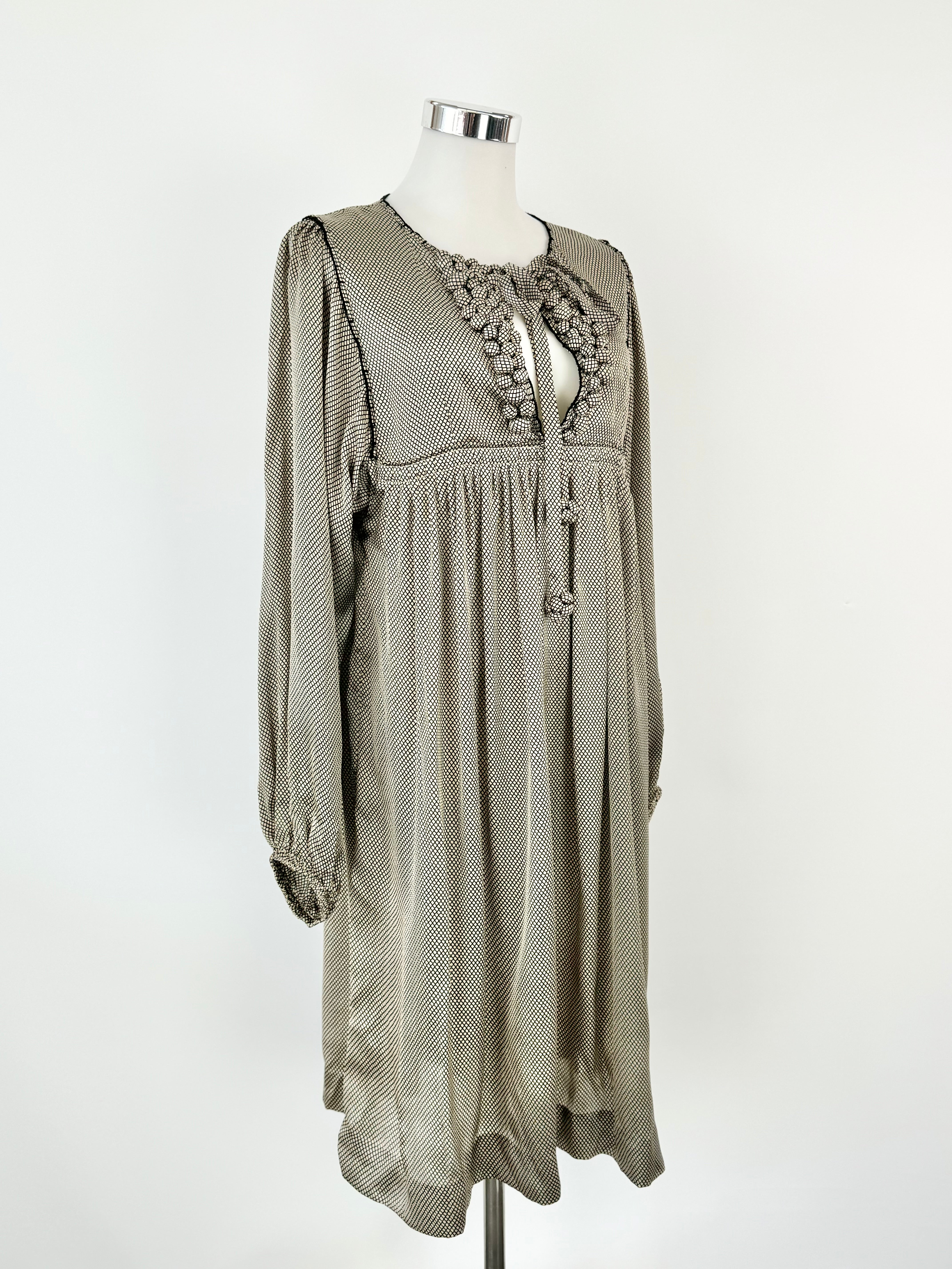 By Malene Birger 'Jessa' Cream & Black Grid Pattern Dress - AU8