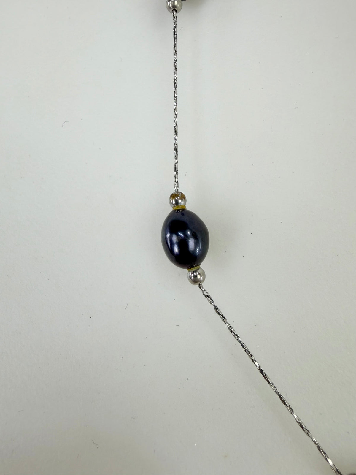 Silver & Bruised Purple Pearl Necklace