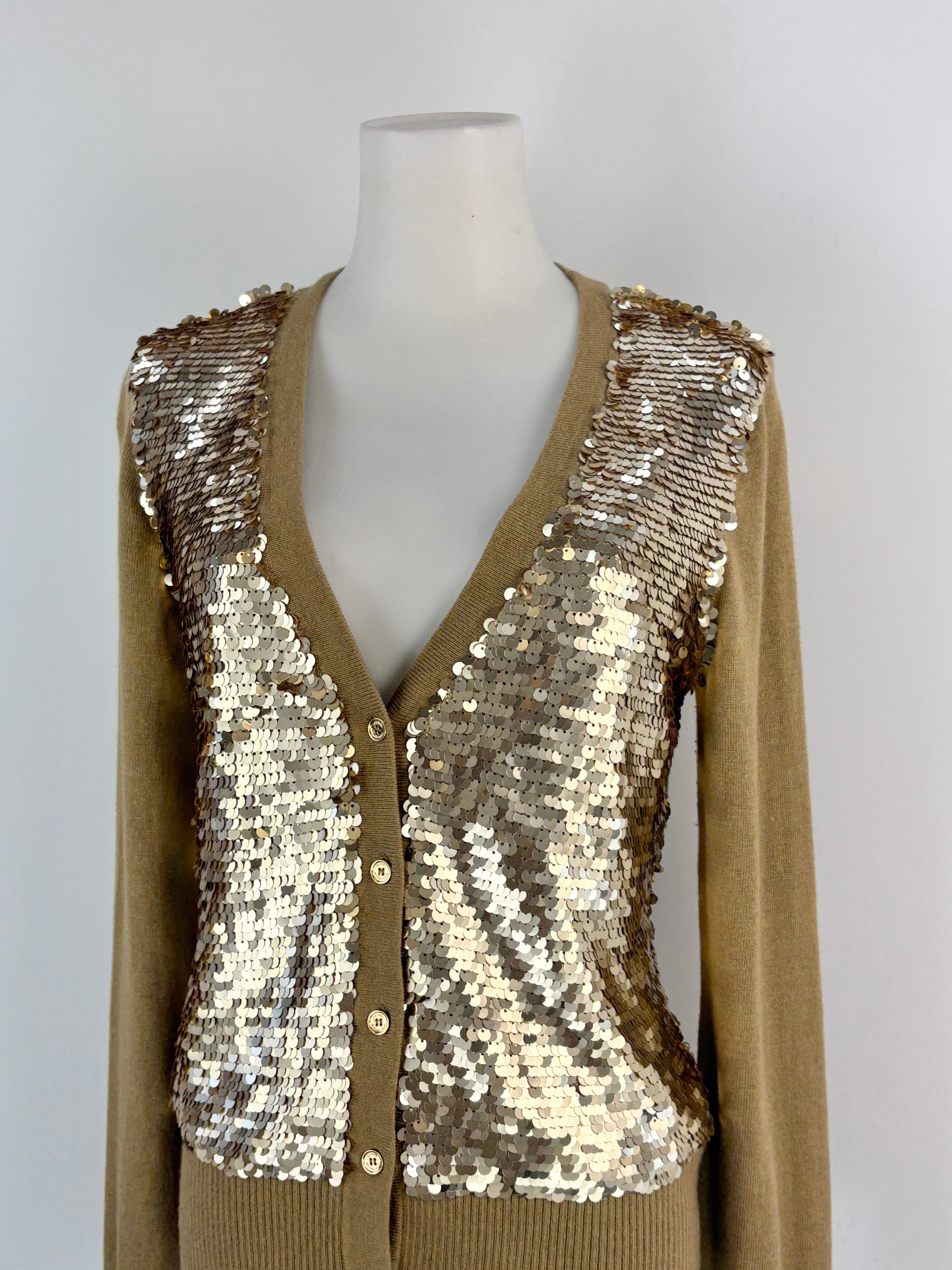 Michael by Michael Kors Gold Sequined Cardigan - AU8