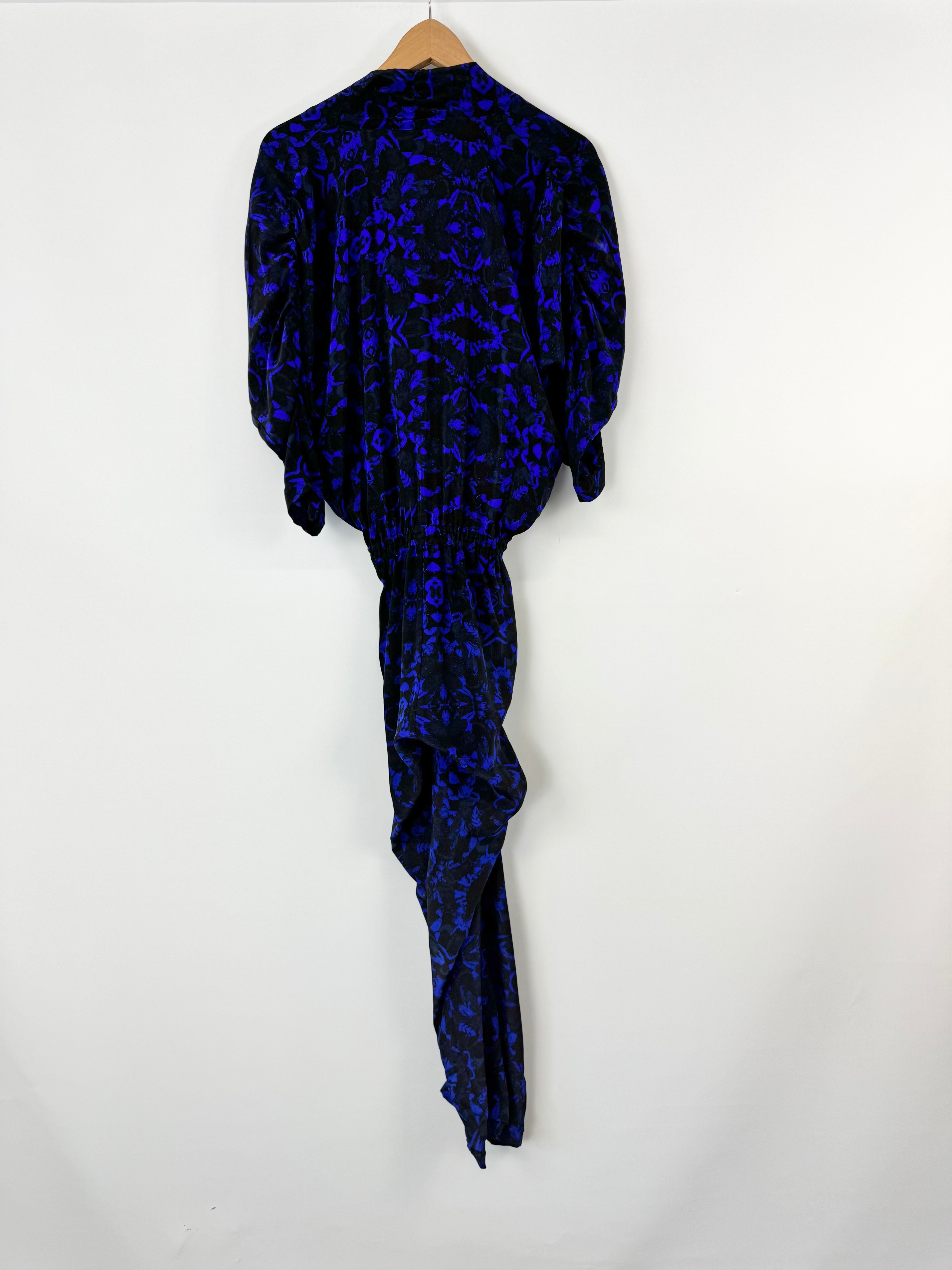 Thurley Electric Blue & Black Patterned Silk Jumpsuit - AU8