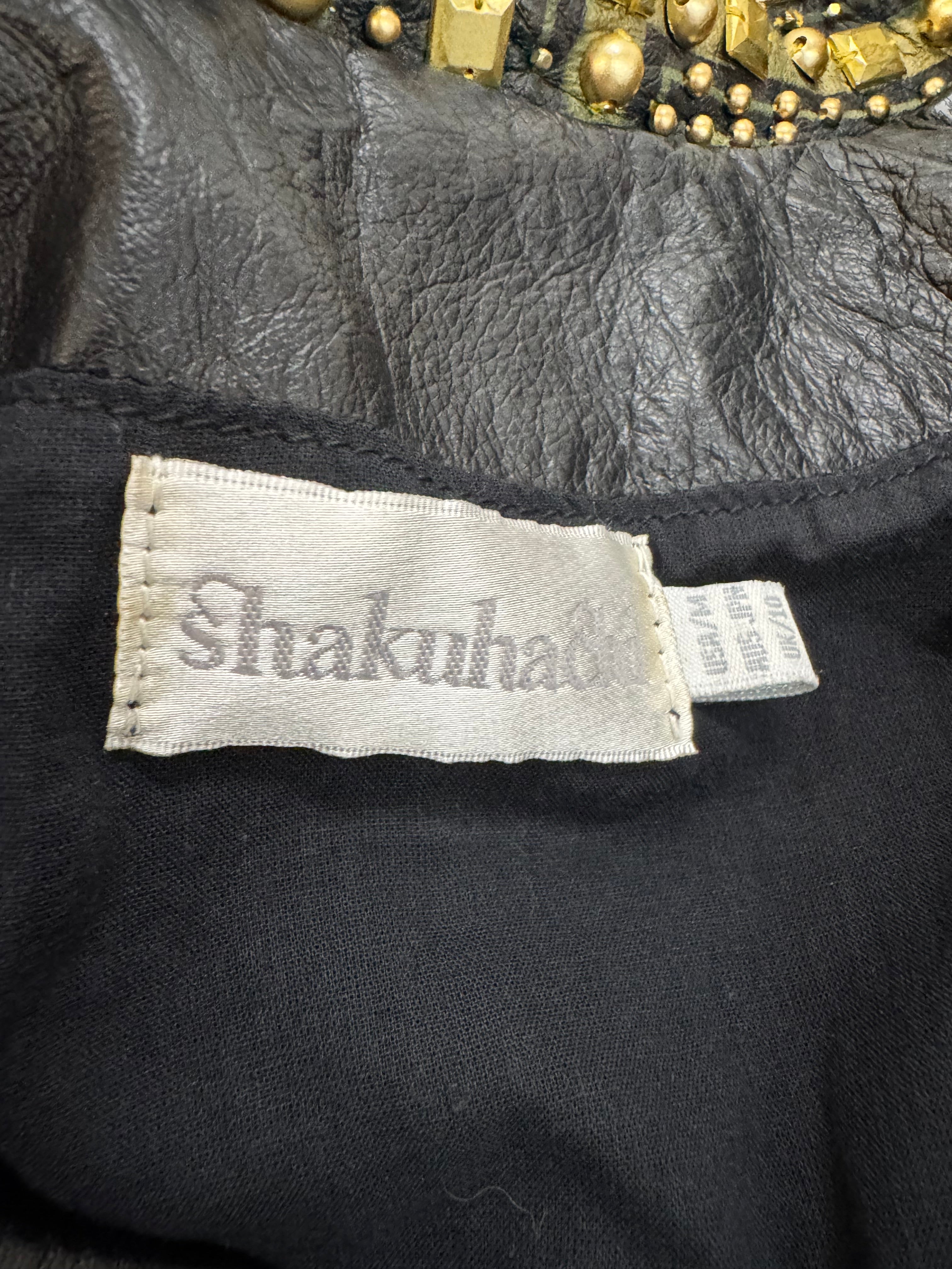 Shakuhachi Black Metal Trim Biker Style Leather Jacket - AU10