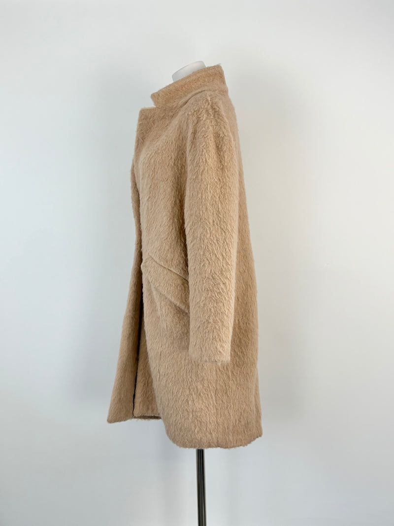 On Parks Taupe Wool & Mohair Blend Coat - AU8