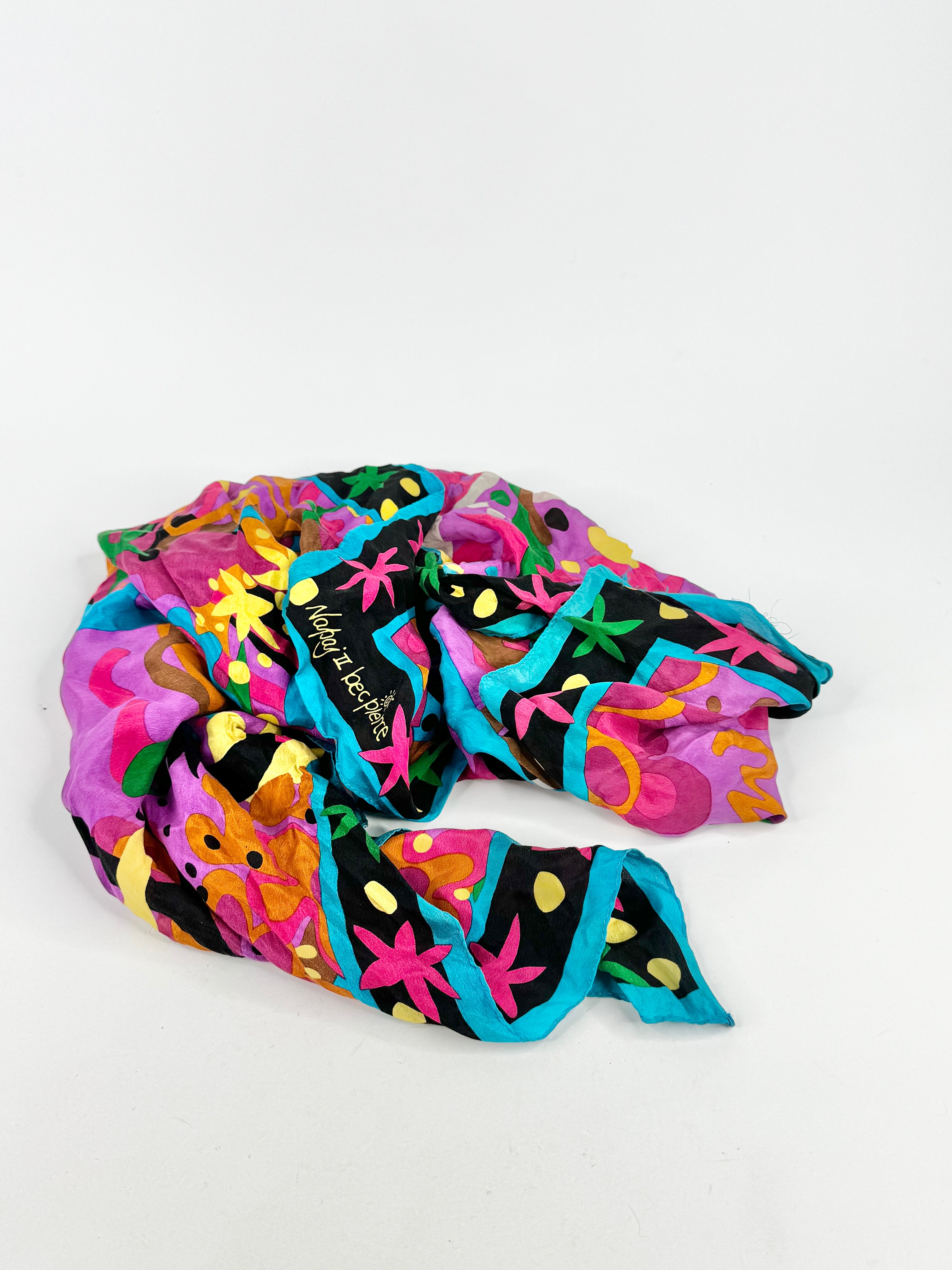 Vintage 80s Bec Pierce Silk Scarf
