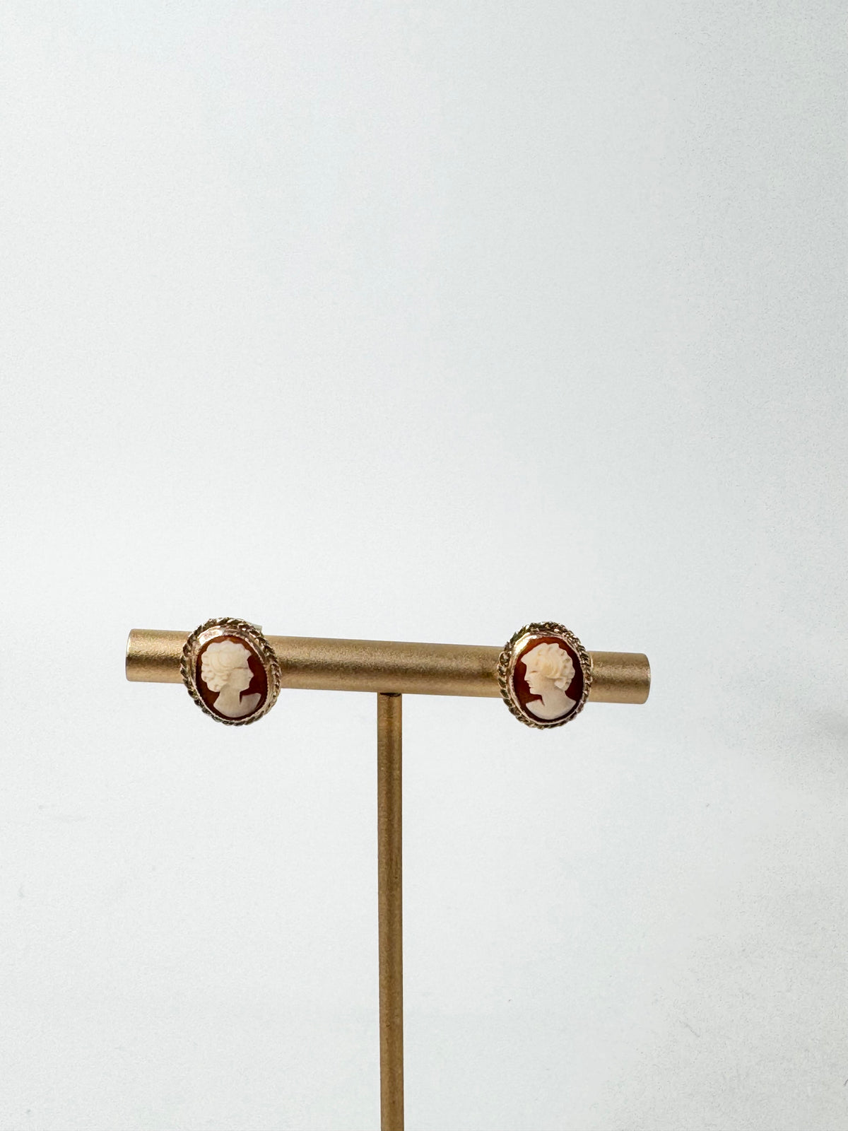 Vintage 9ct Rose Gold Cameo Studs with Silver Backings