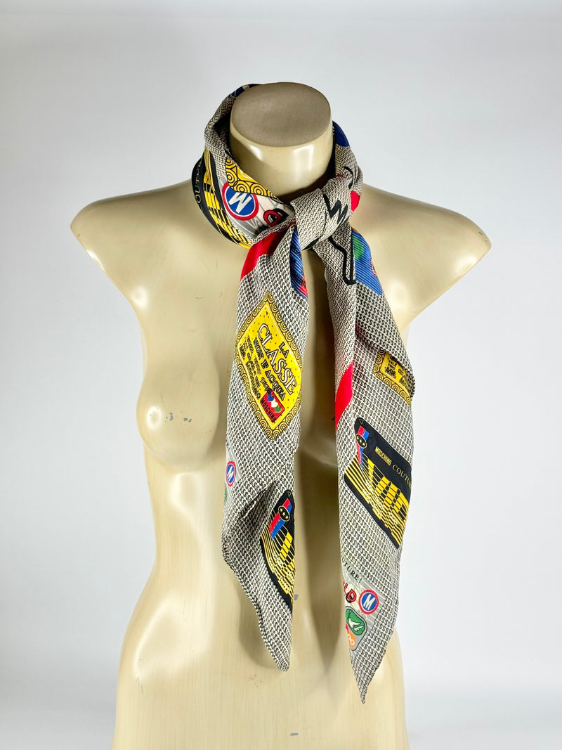 Moschino Couture Credit Card Square Silk Scarf