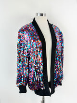 Retro Glittery by Diane Multicoloured Sequin Silk Cardigan - AU10