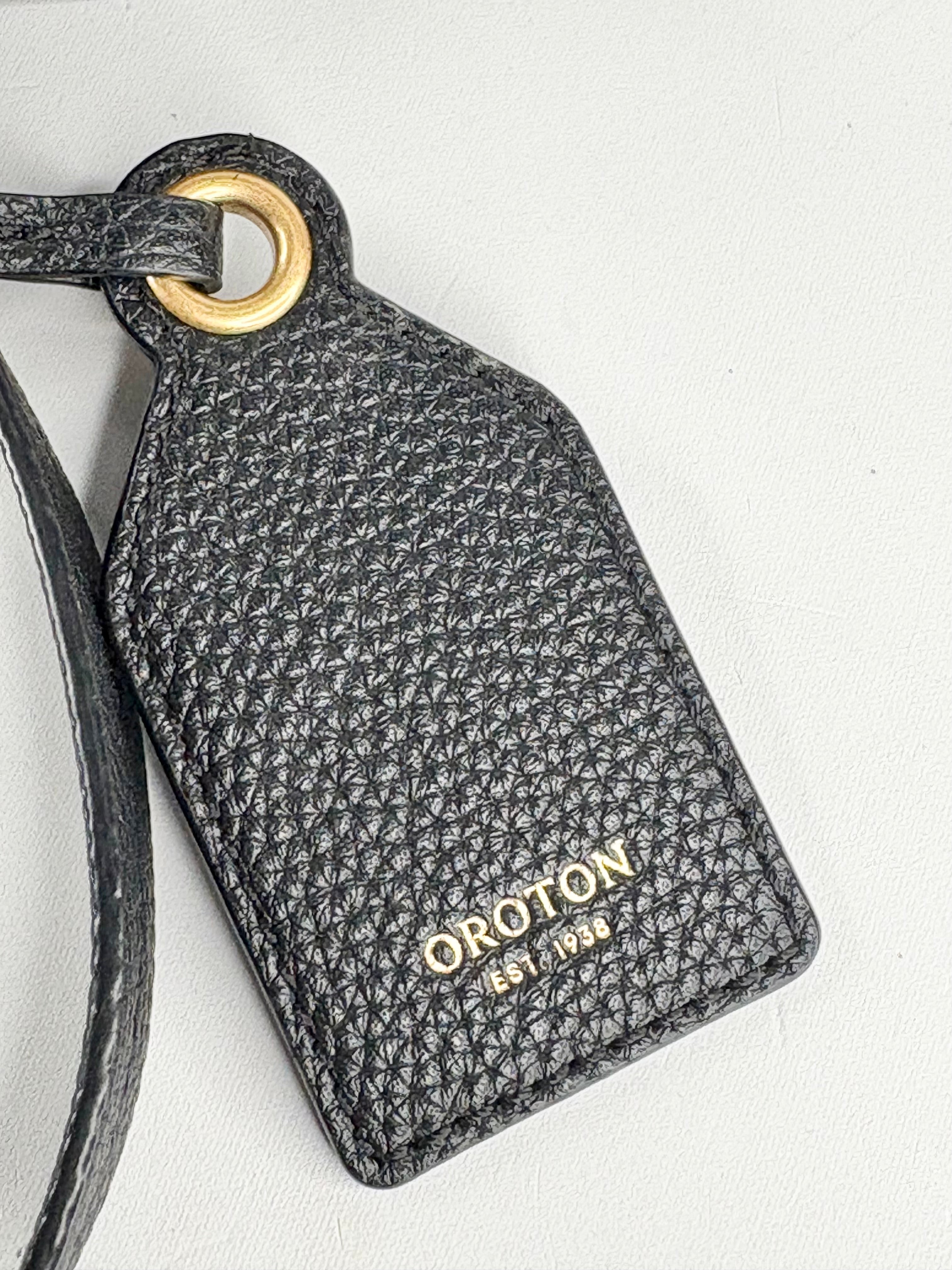 Oroton Grained Black Leather Tote Bag