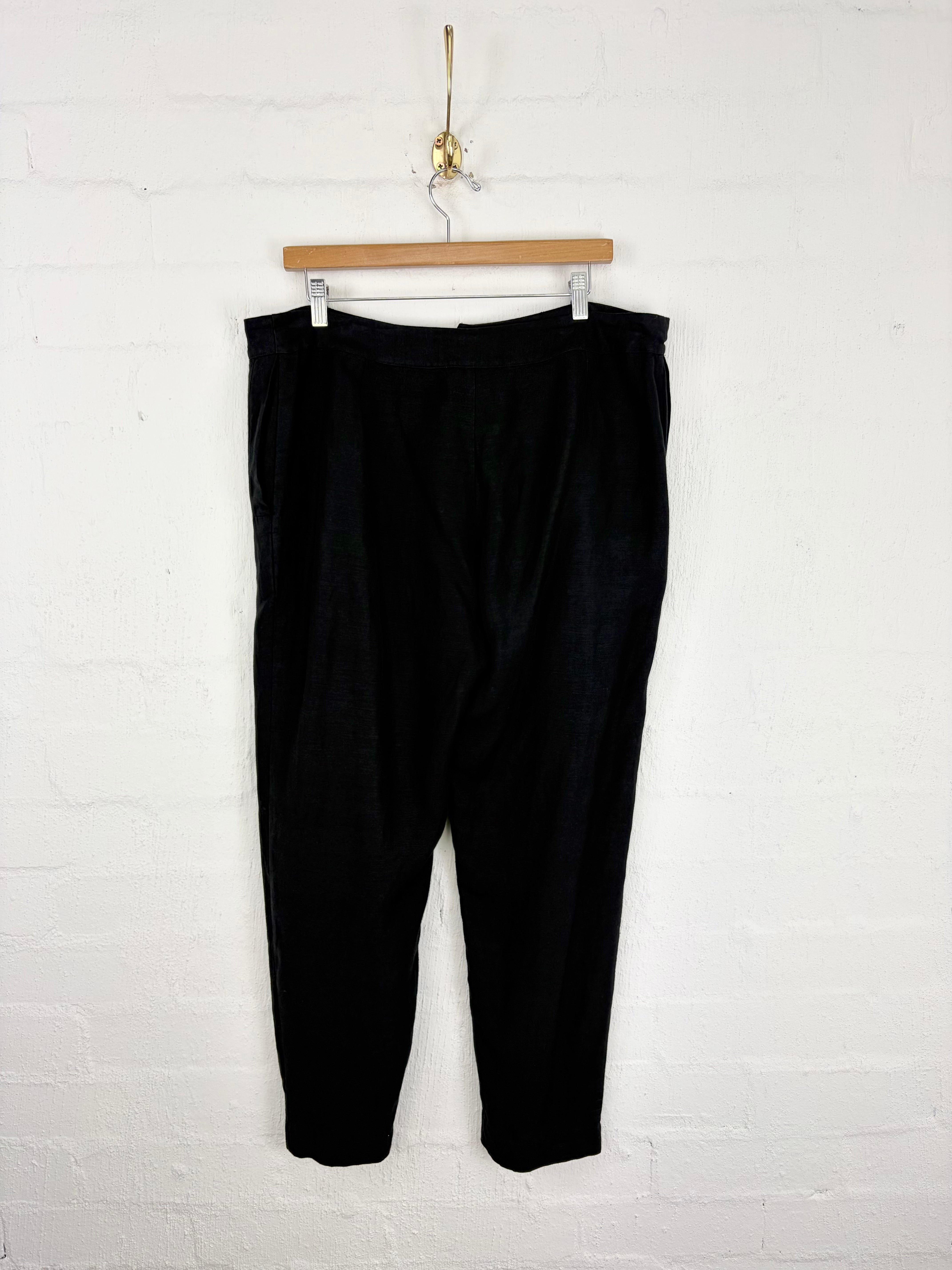 Obus Black Linen Blend Slacks - AU16/18
