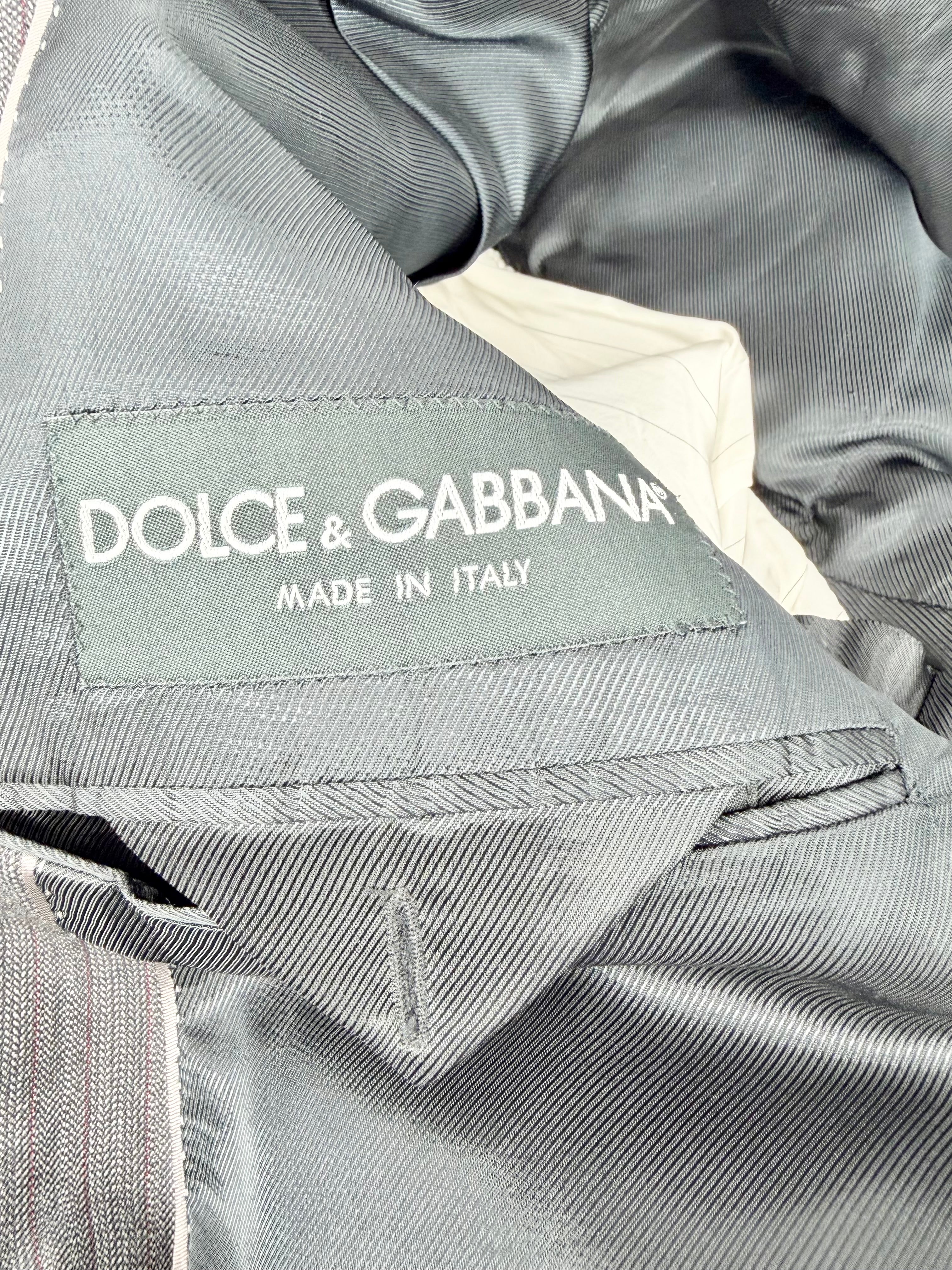 Dolce & Gabbana Charcoal Herringbone Patterned ‘Martini’ Blazer - L