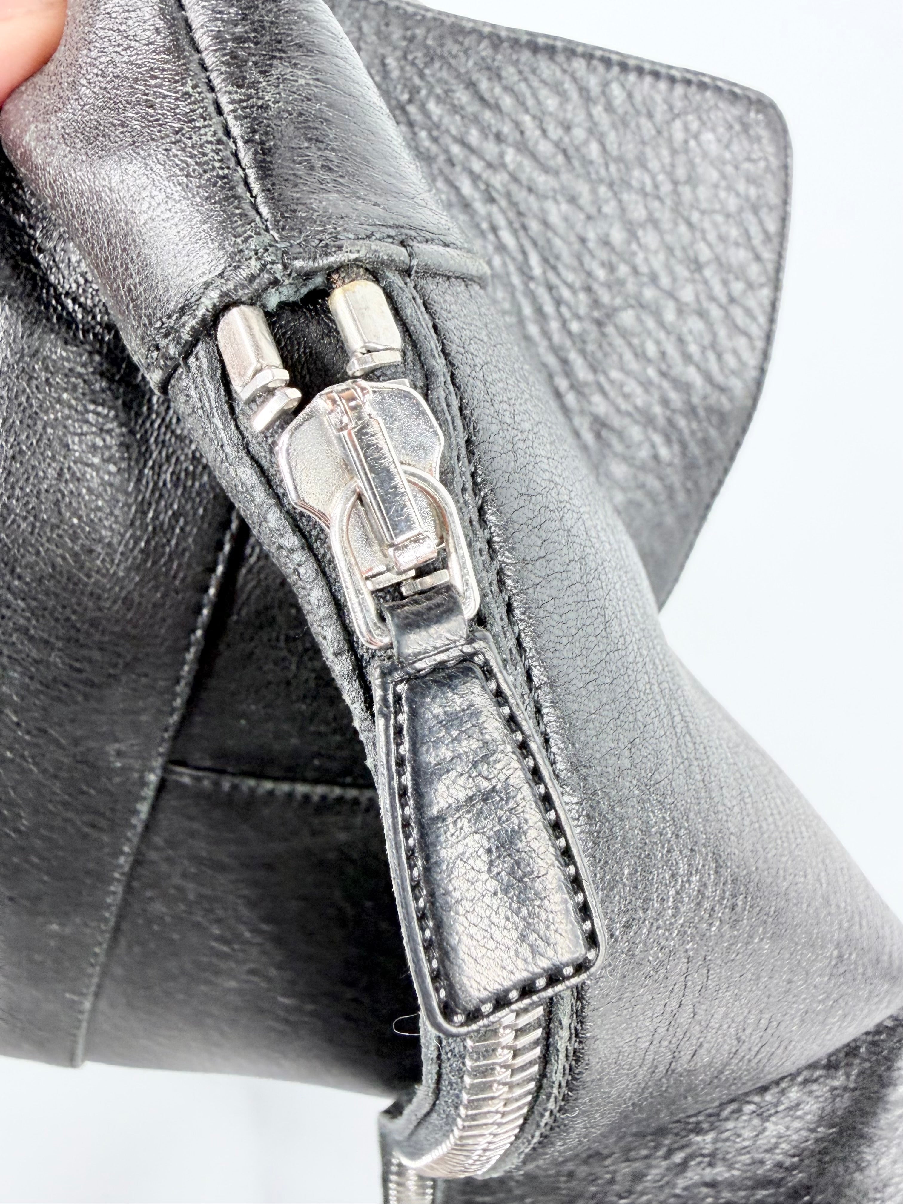 Prada Black Leather Thigh High Riding Boots - EU38