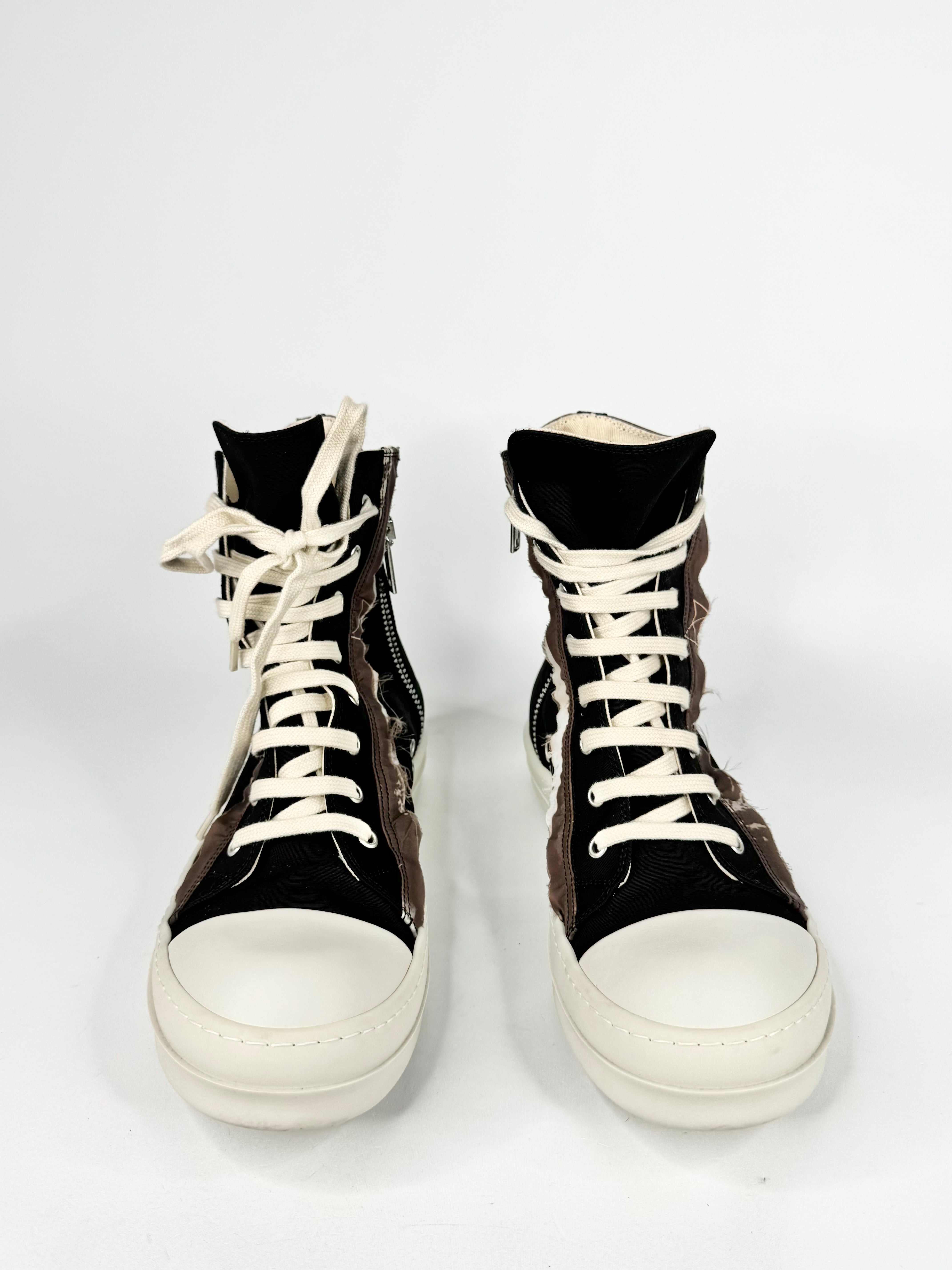 Rick Owens Drkshdw Black & White Ruffle Trim Ramones - EU41
