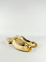 Stuart Weitzman Yellow & Cream Peep Toe Heels - EU41