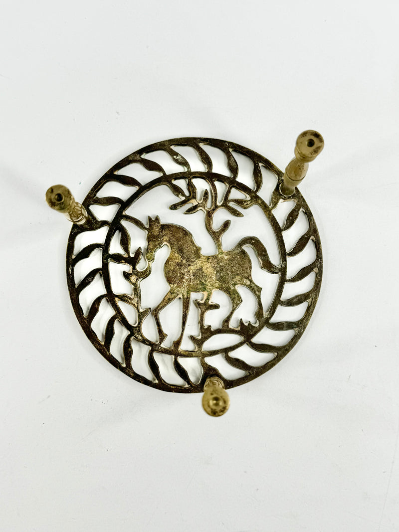 Mid Century Brass Unicorn Pot Stand