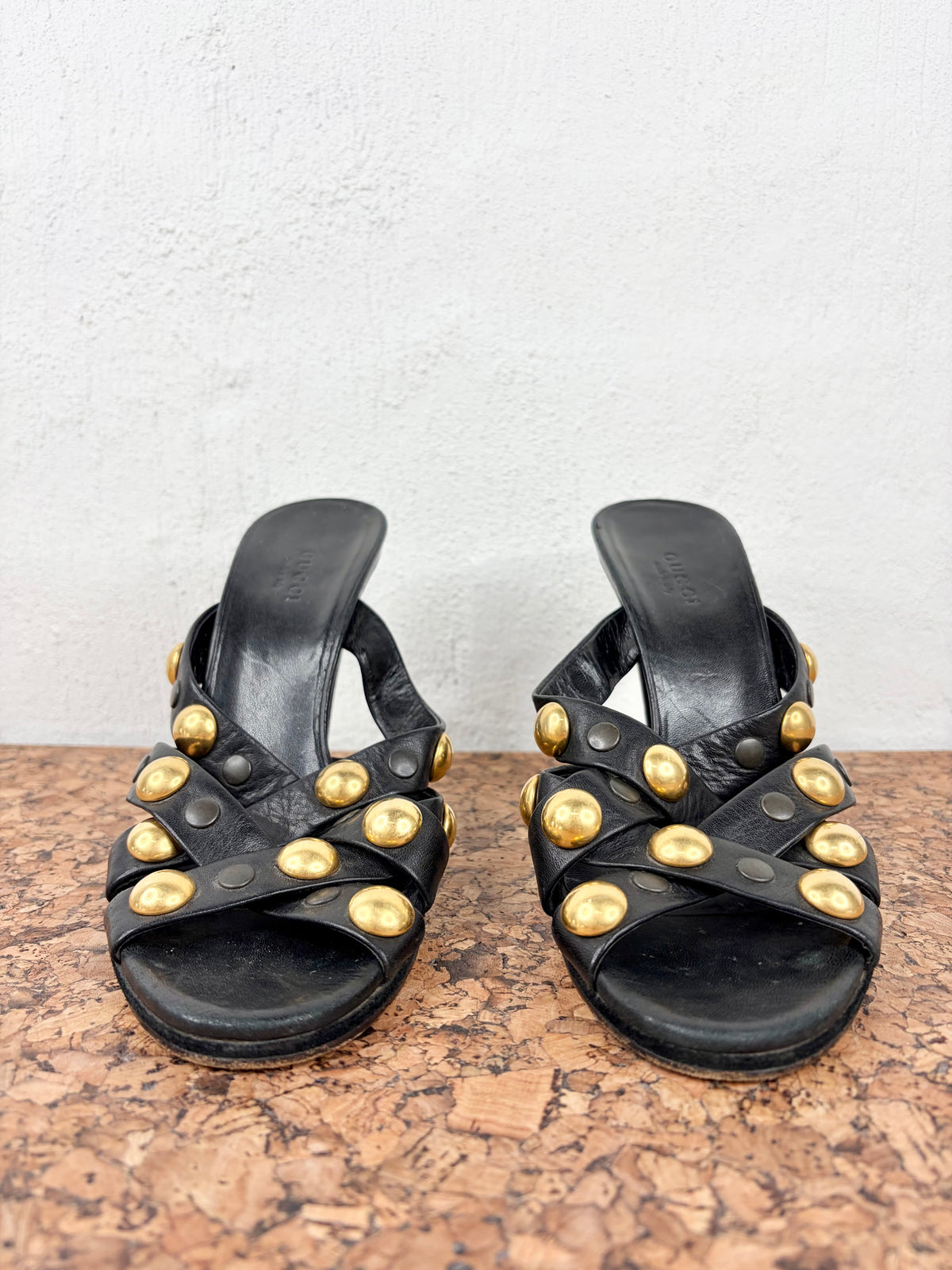 Gucci Black Studded Leather ‘Babushka’ Mules - EU38