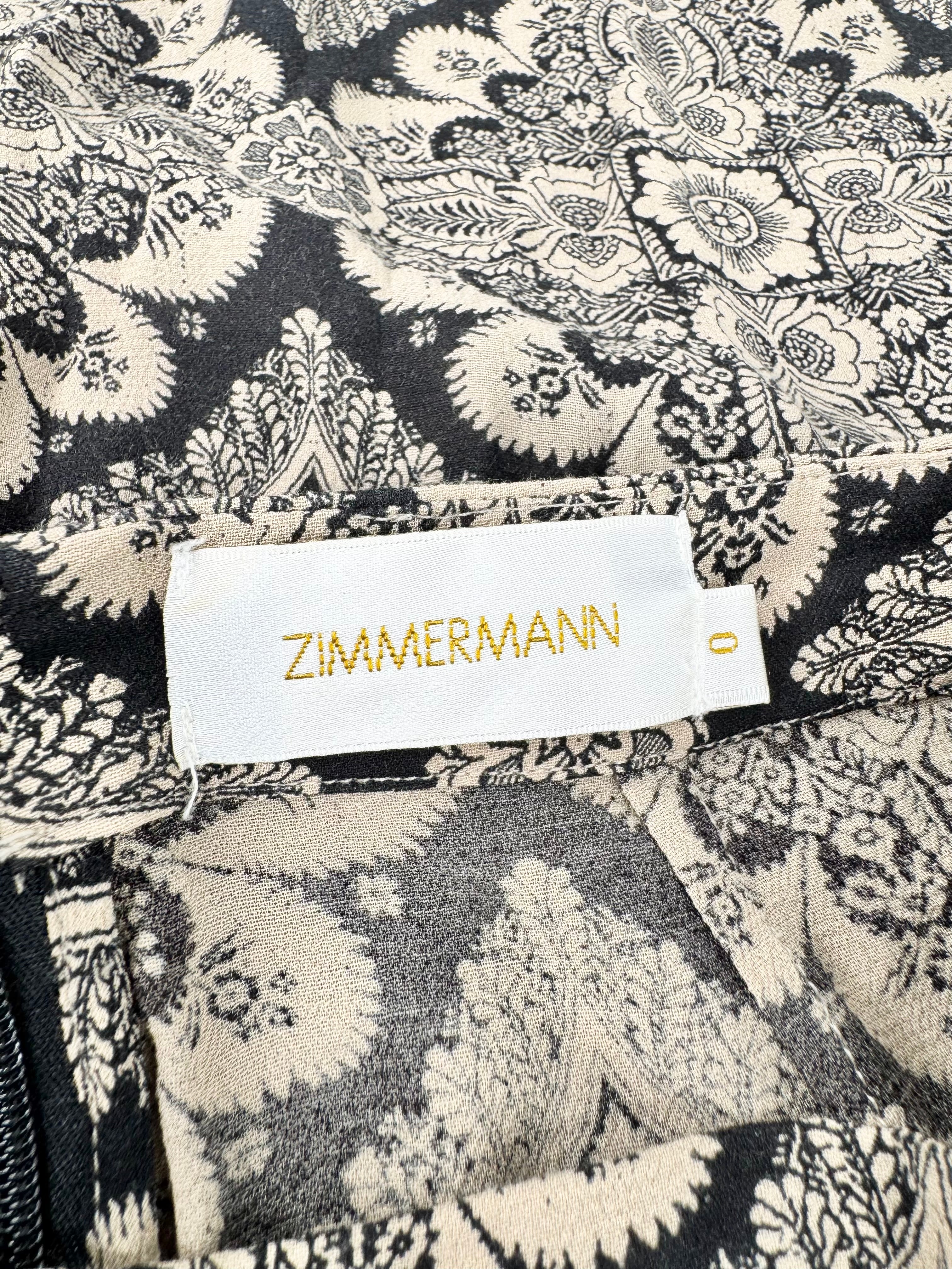 Zimmermann Black & White Floral Patterned Viscose Slacks - AU8
