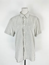 Billy Reid Striped Cotton Button Up T-Shirt - M