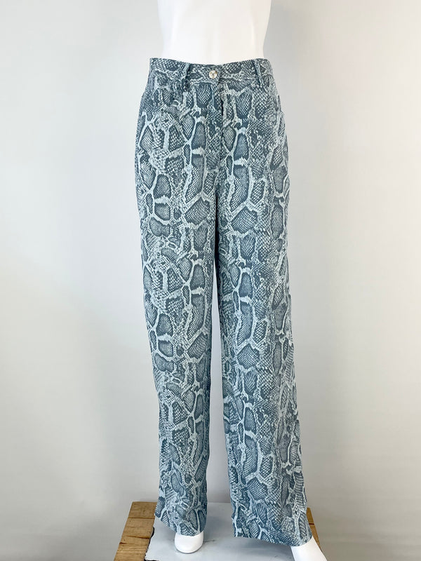 Ena Pelly Blue Python-Print Pant - AU10