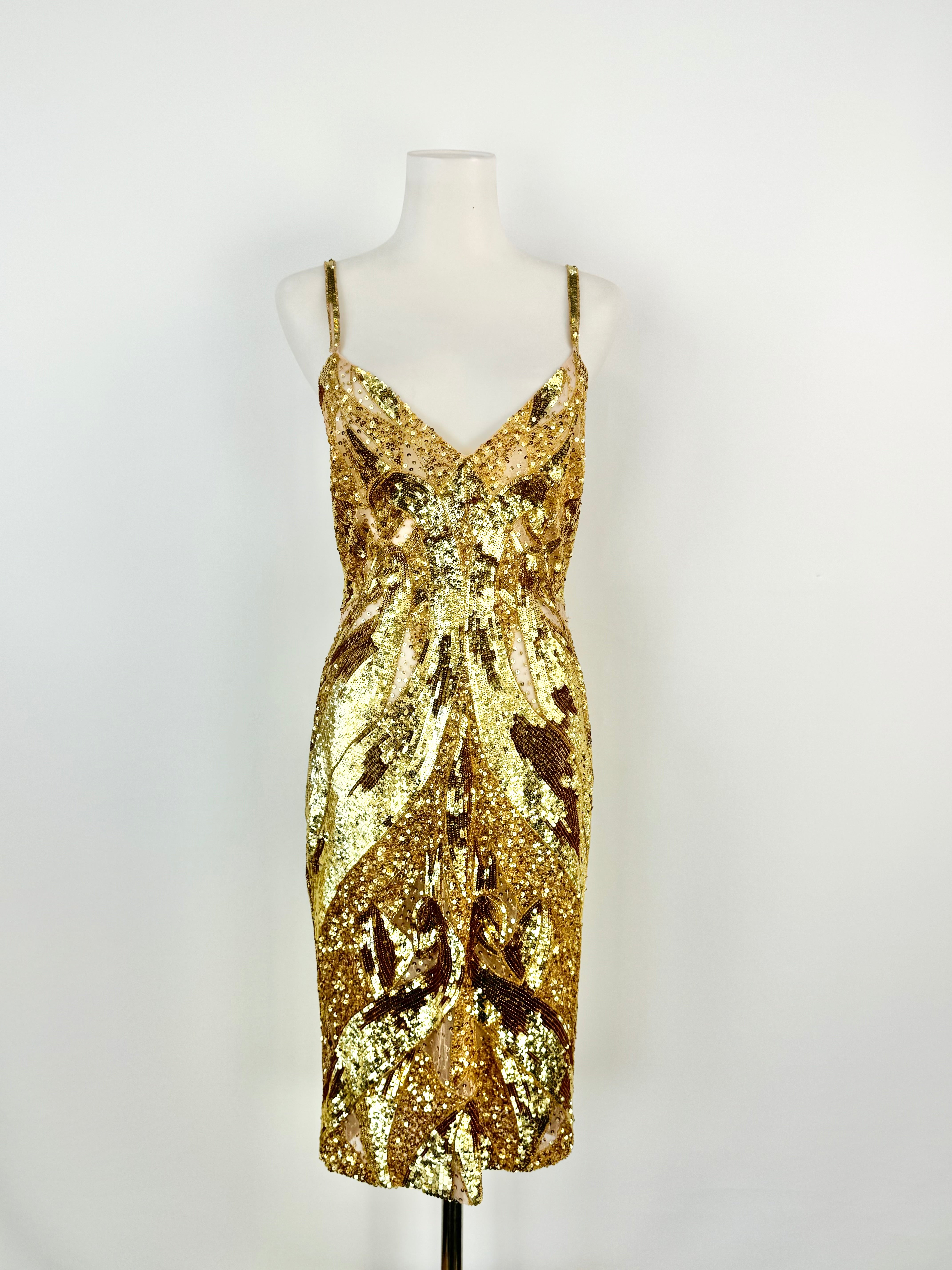 Belluccio Gold Sequinned Midi Dress - AU10