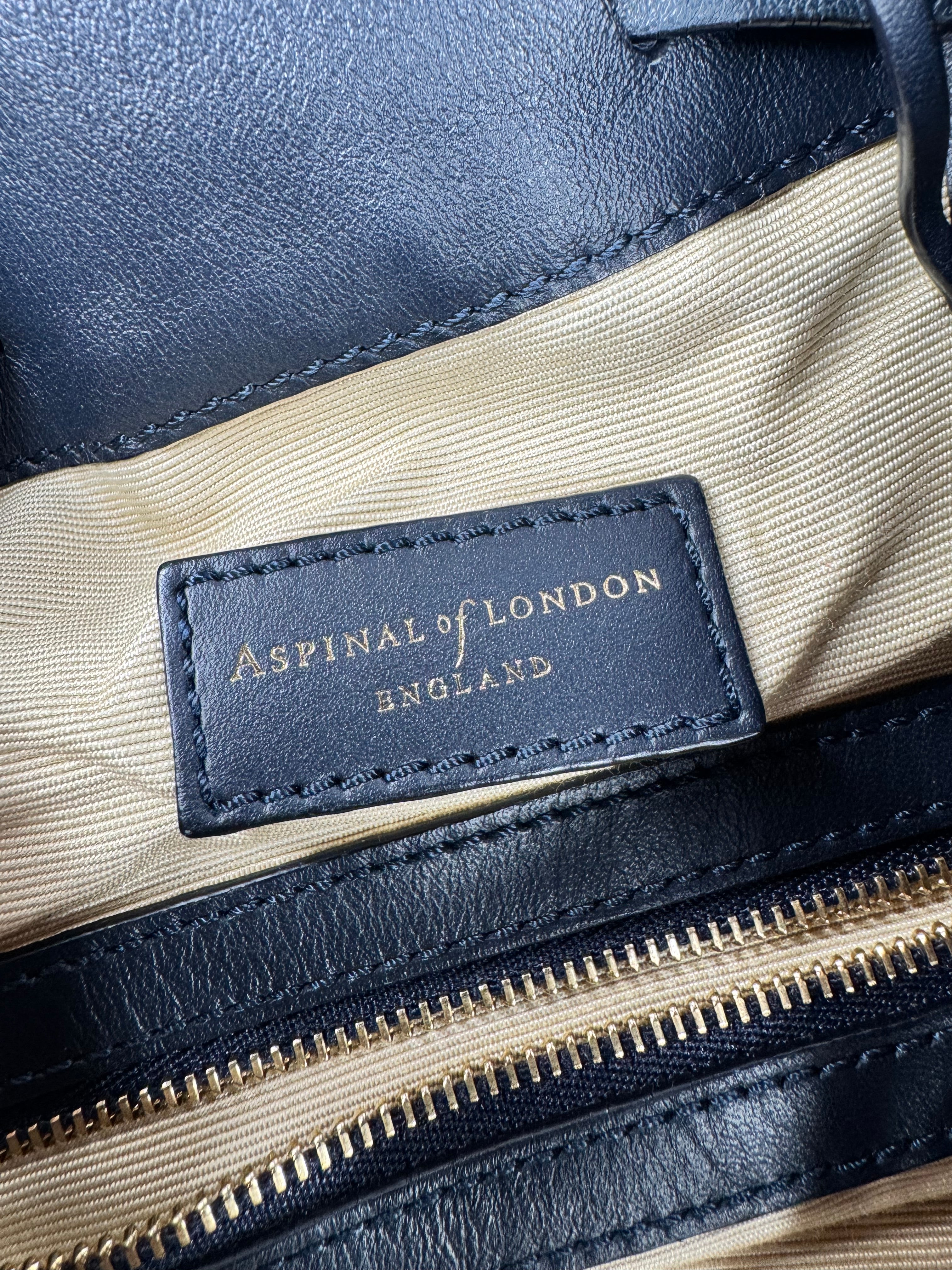 Aspinal of London Navy Blue Drawstring Handbag