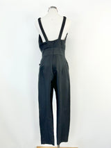 Bianca Spender Black Cotton & Silk Blend Jumpsuit - AU6