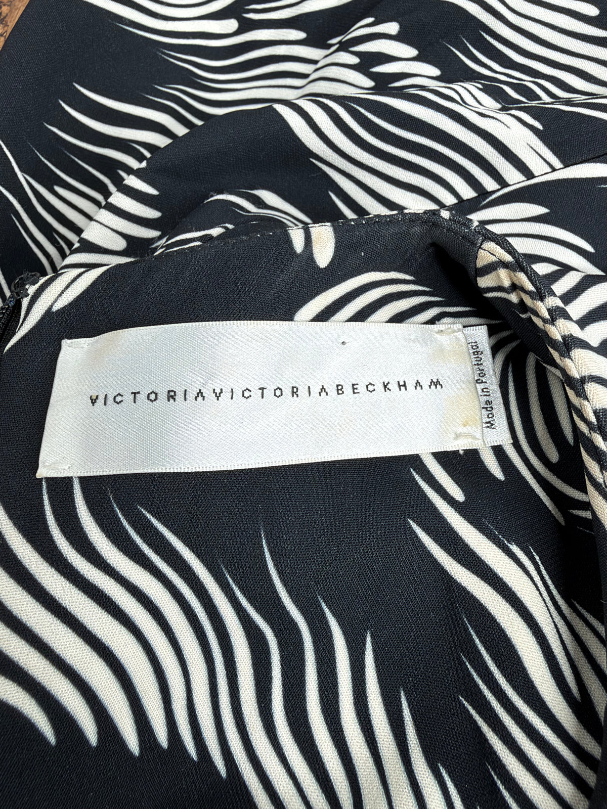 Victoria Beckham Black & Whtie Patterned Midi Dress - AU10