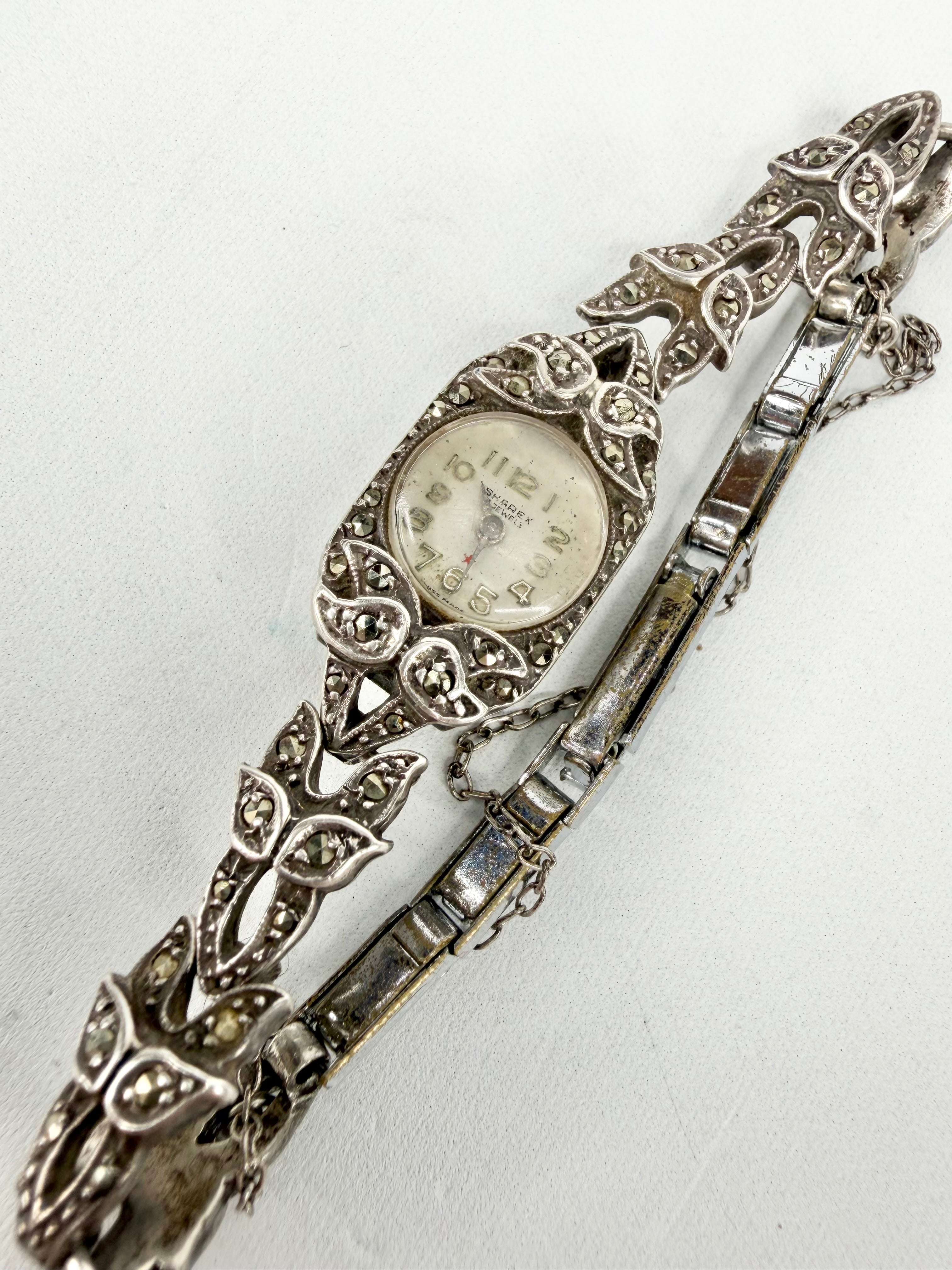 Vintage Sharex Silver & Marcasite Cocktail Watch