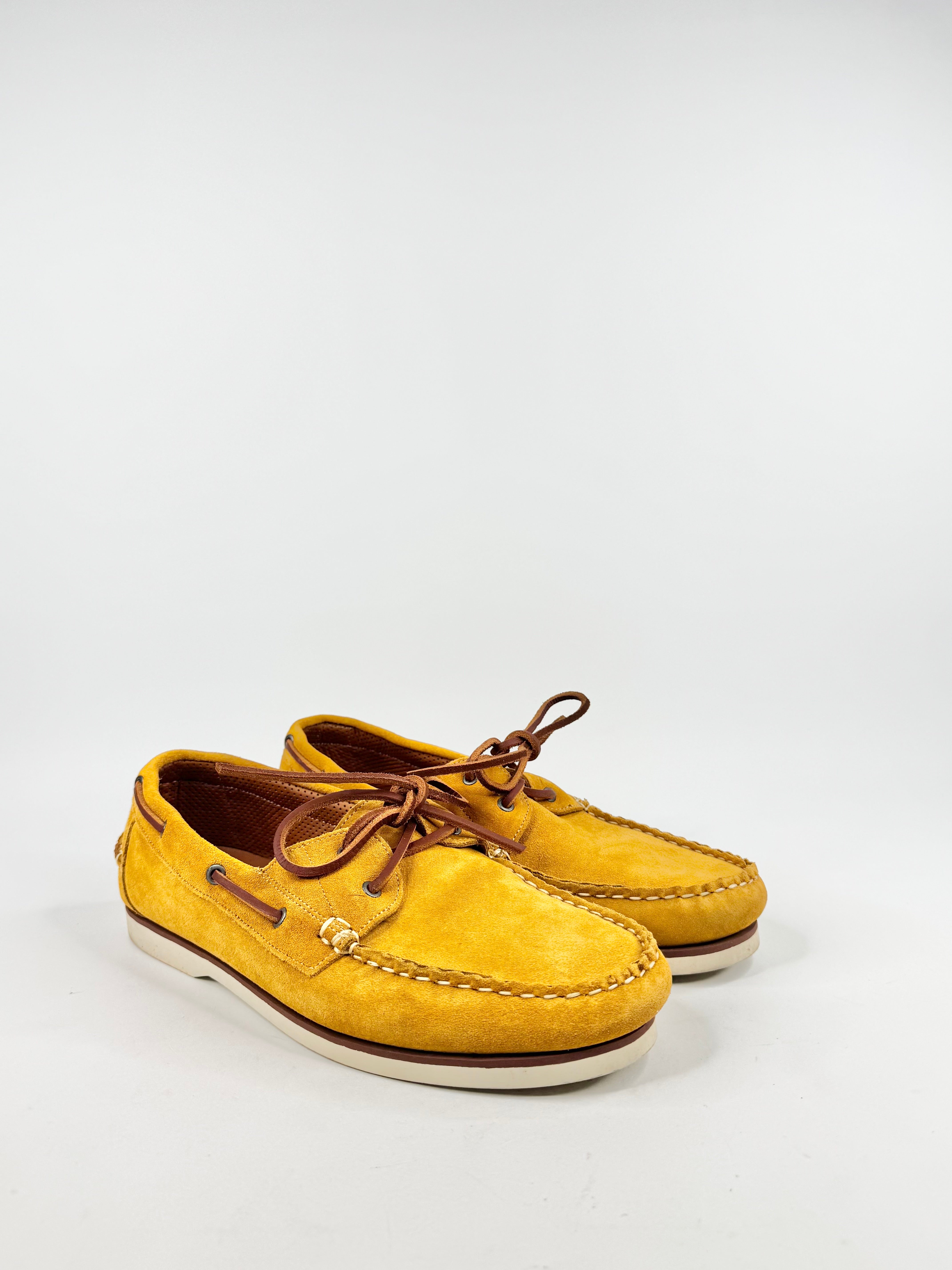 Allan Edmonds Autumnal Leaf Yellow Suede Boat Shoes - US10