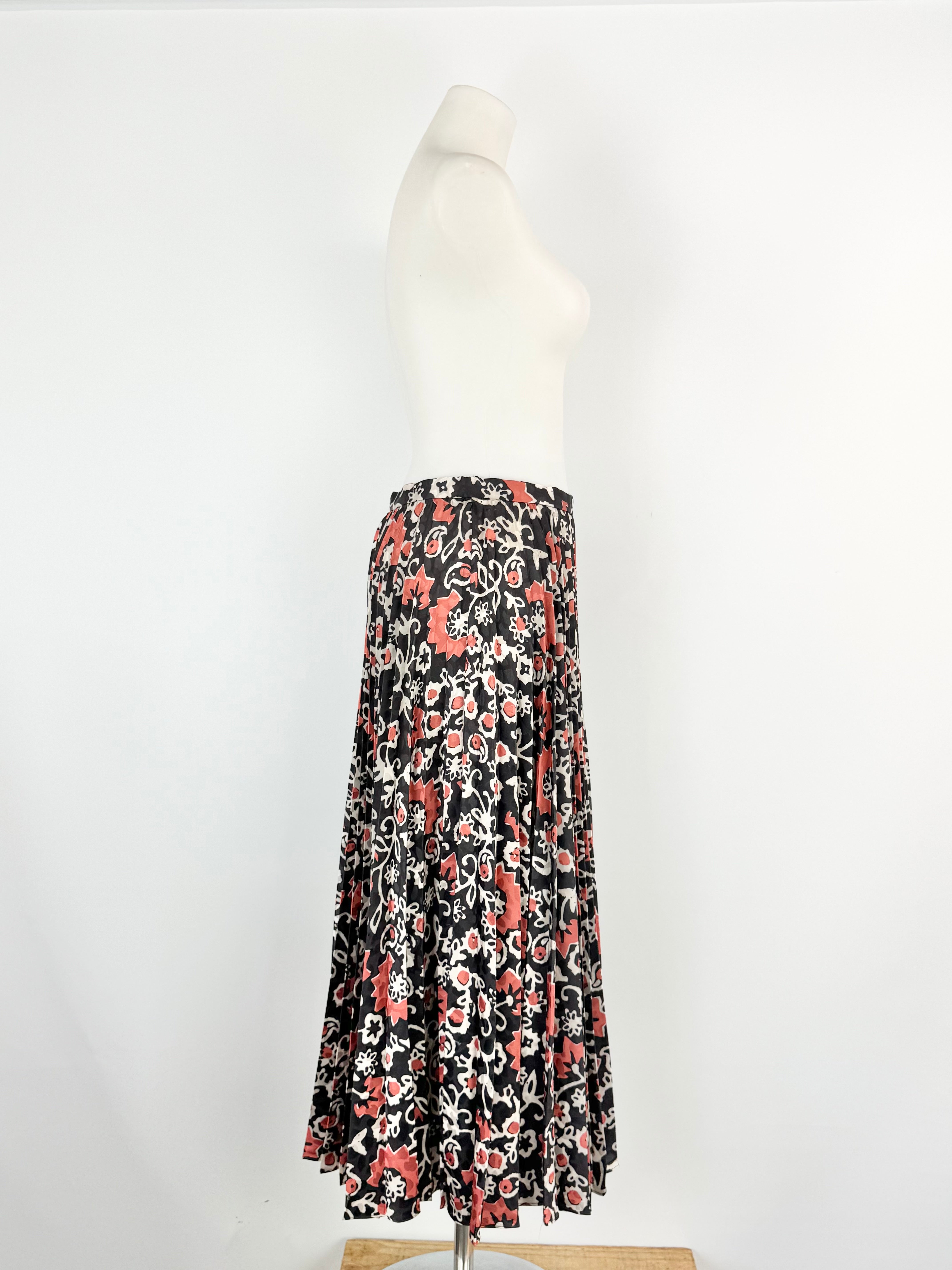 Saloni Brown 'Cobblestone' Floral Patterned Pleated Skirt - AU10