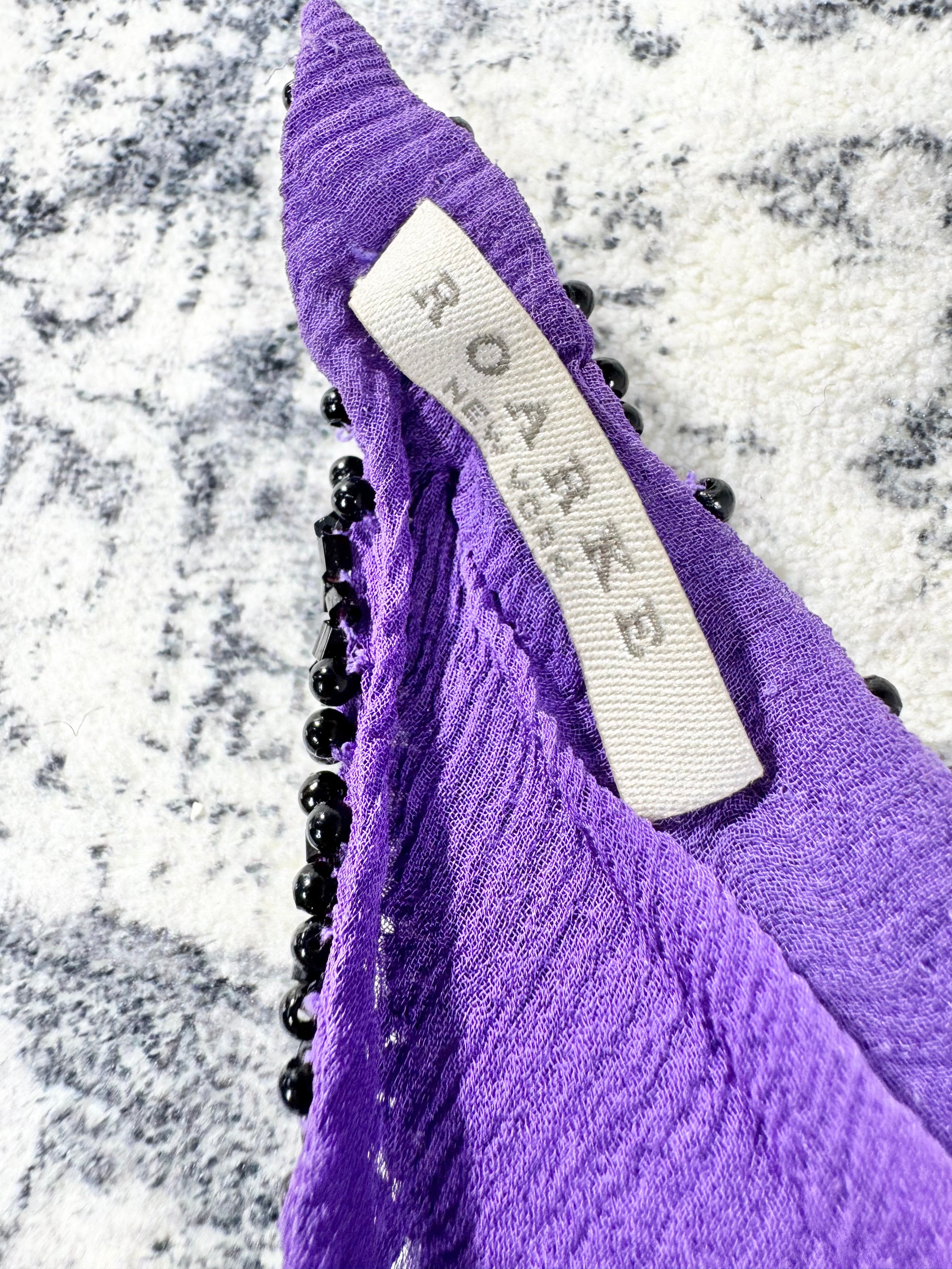 Roake New York Violet, Silver & Black Beaded Necklace/Scarf