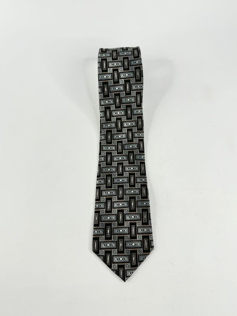 Pierre Cardin Black & Grey Patterned Silk Tie