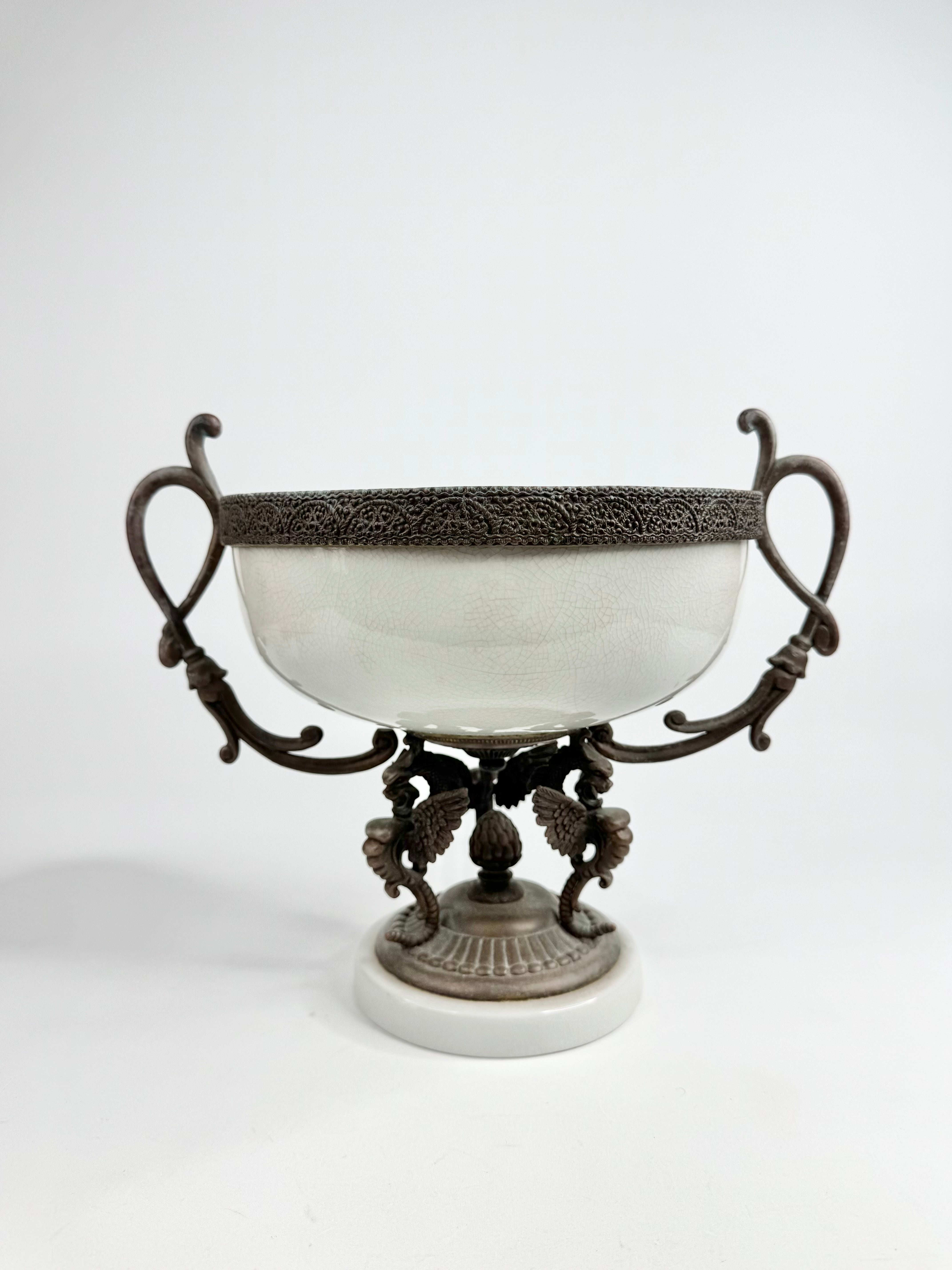 Vintage R.M. Hall Pty Ltd Crackle Glaze Centrepiece Bowl