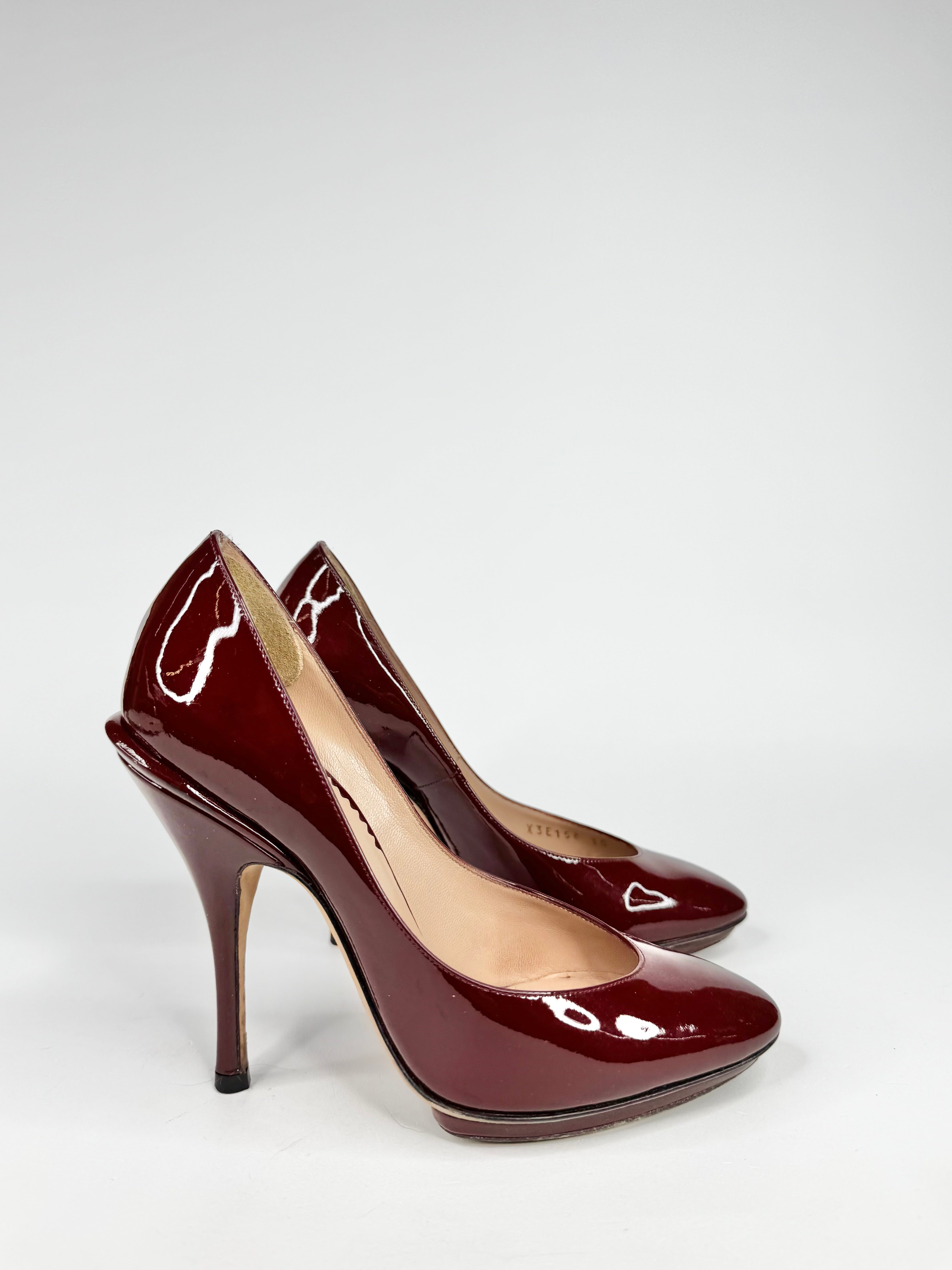 Emporio Armani Brick Red Patent Leather Pumps - EU35
