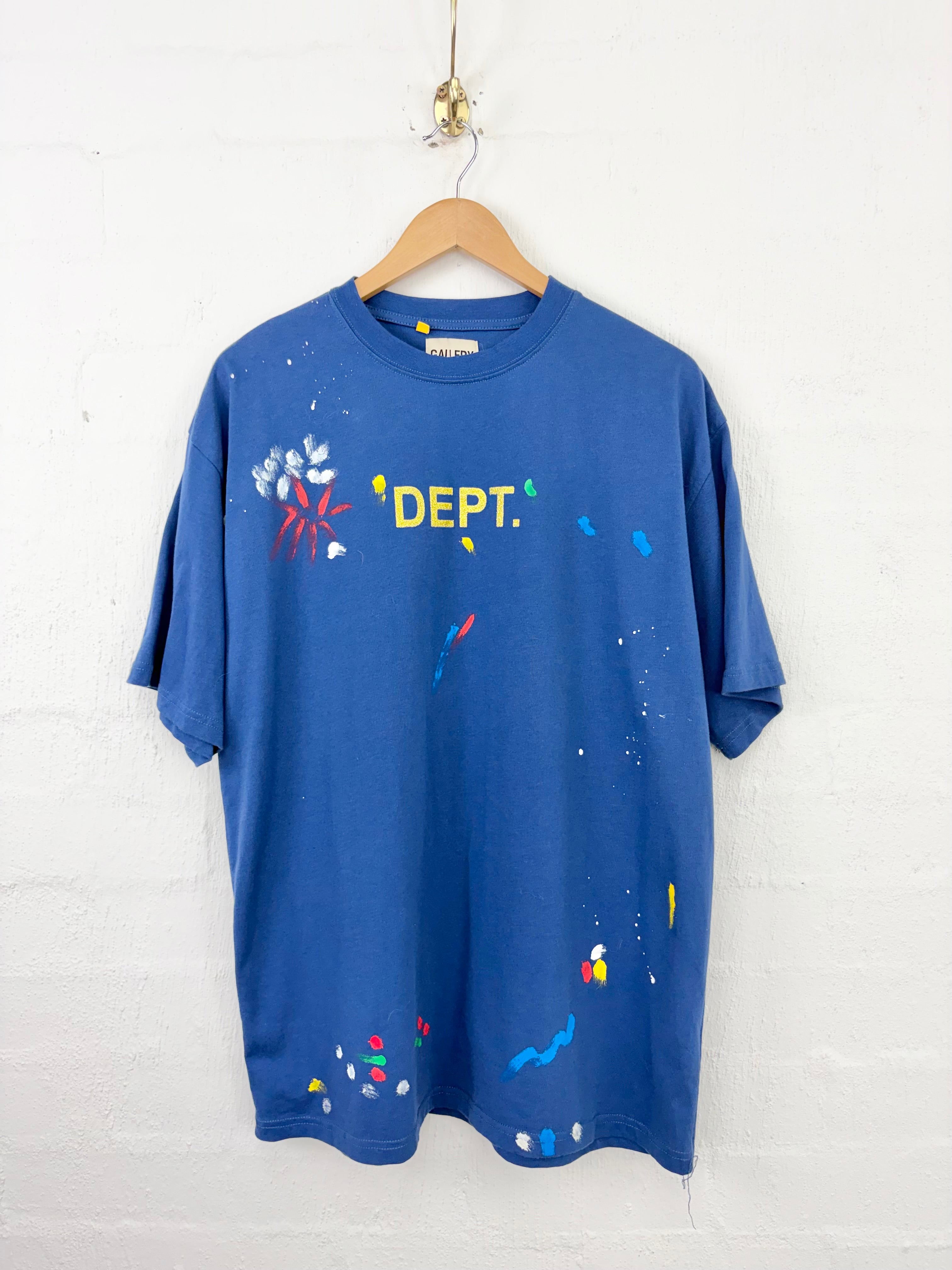 Gallery Department Blue Painted Logo T-Shirt - XL