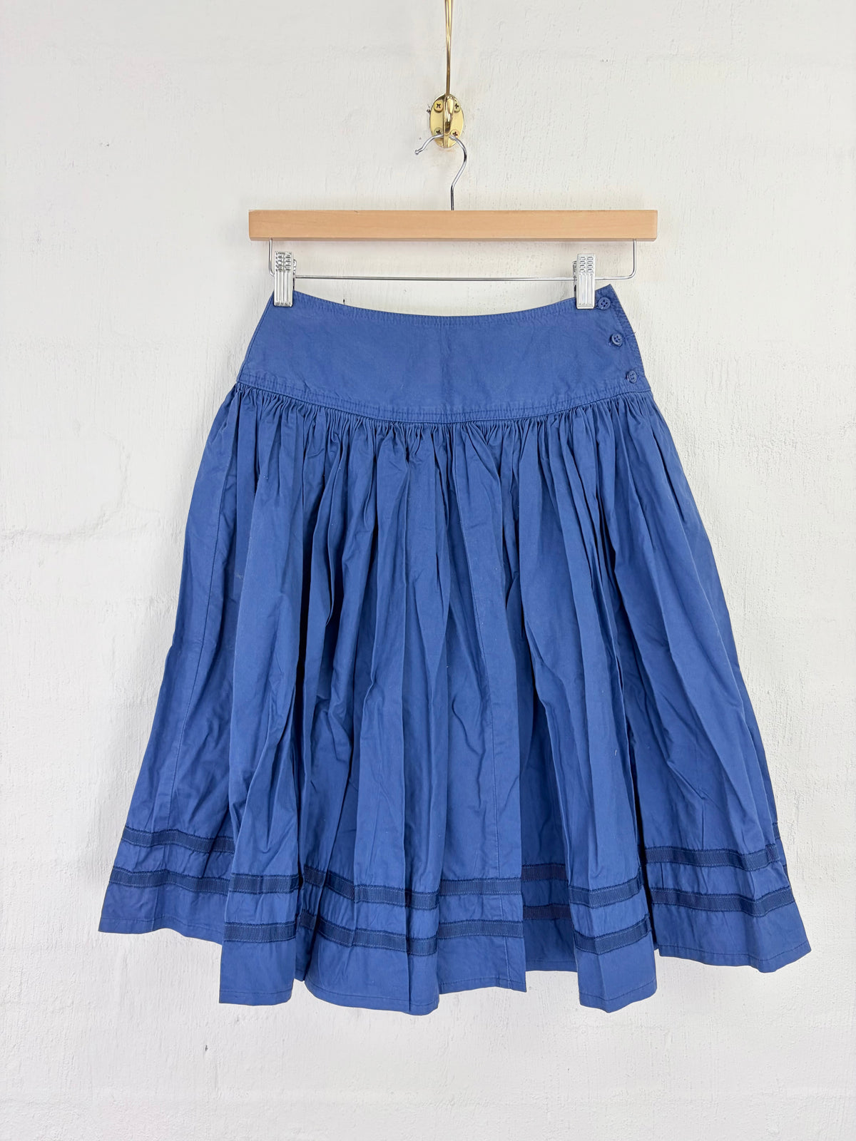 Vintage Country Road Blue Cotton Skirt - AU8/10