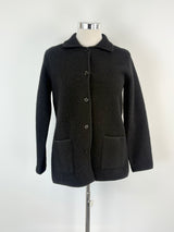 Notting Hill Black Wool Button-Up Coat - AU10/12