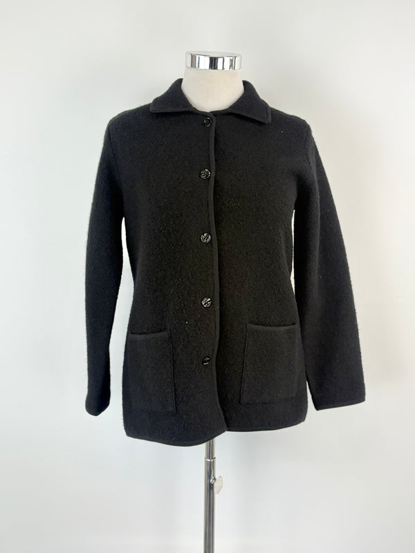 Notting Hill Black Wool Button-Up Coat - AU10/12