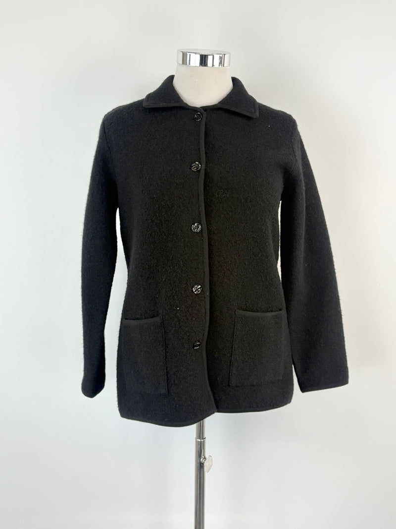 Notting Hill Black Wool Button-Up Coat - AU10/12