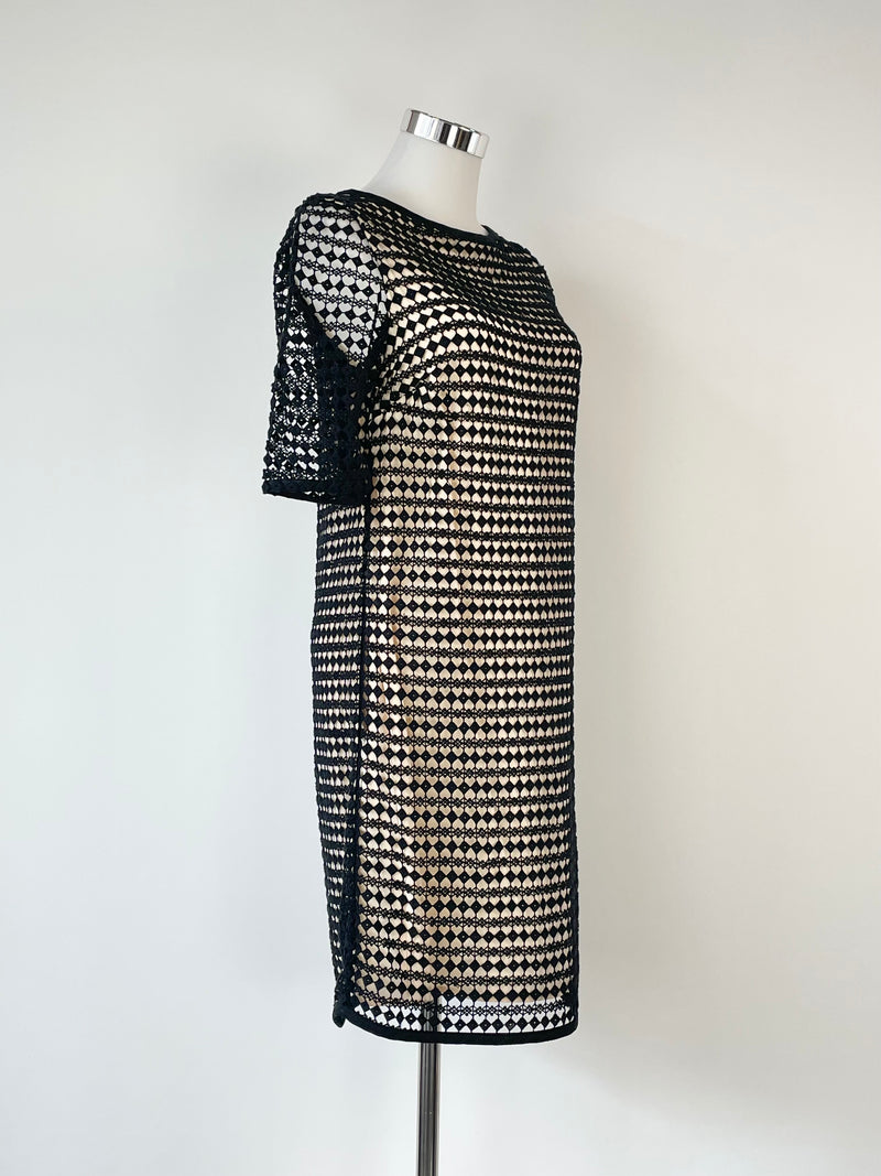 Zimmermann Black Crochet Shift Dress with Silk Slip - AU8/10