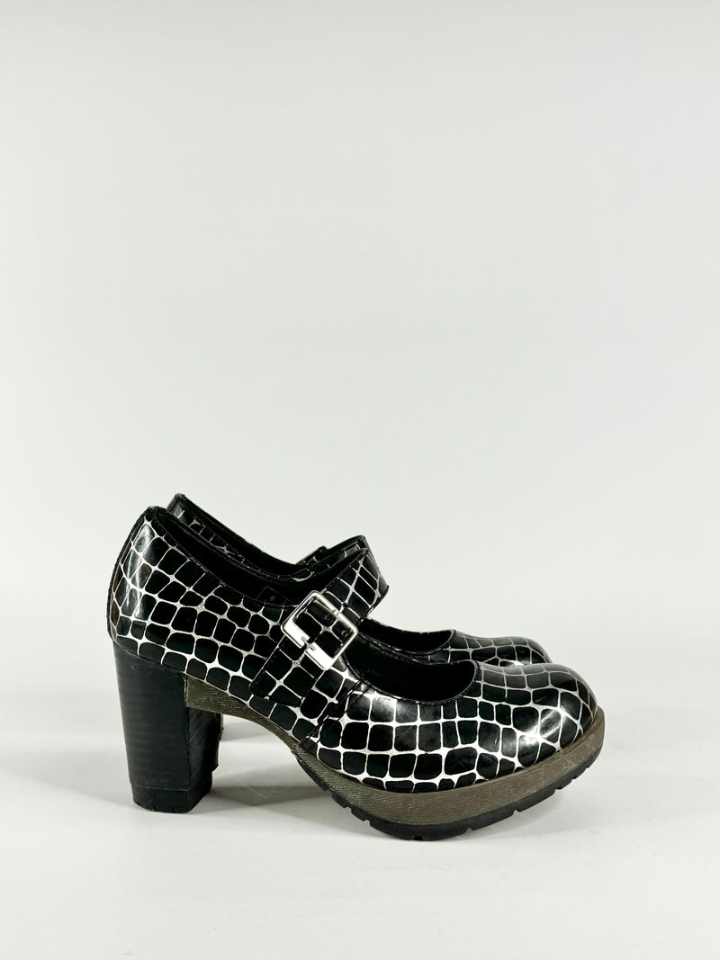 Dr Martens Black & Silver 'Marlena' Mary Janes - EU39