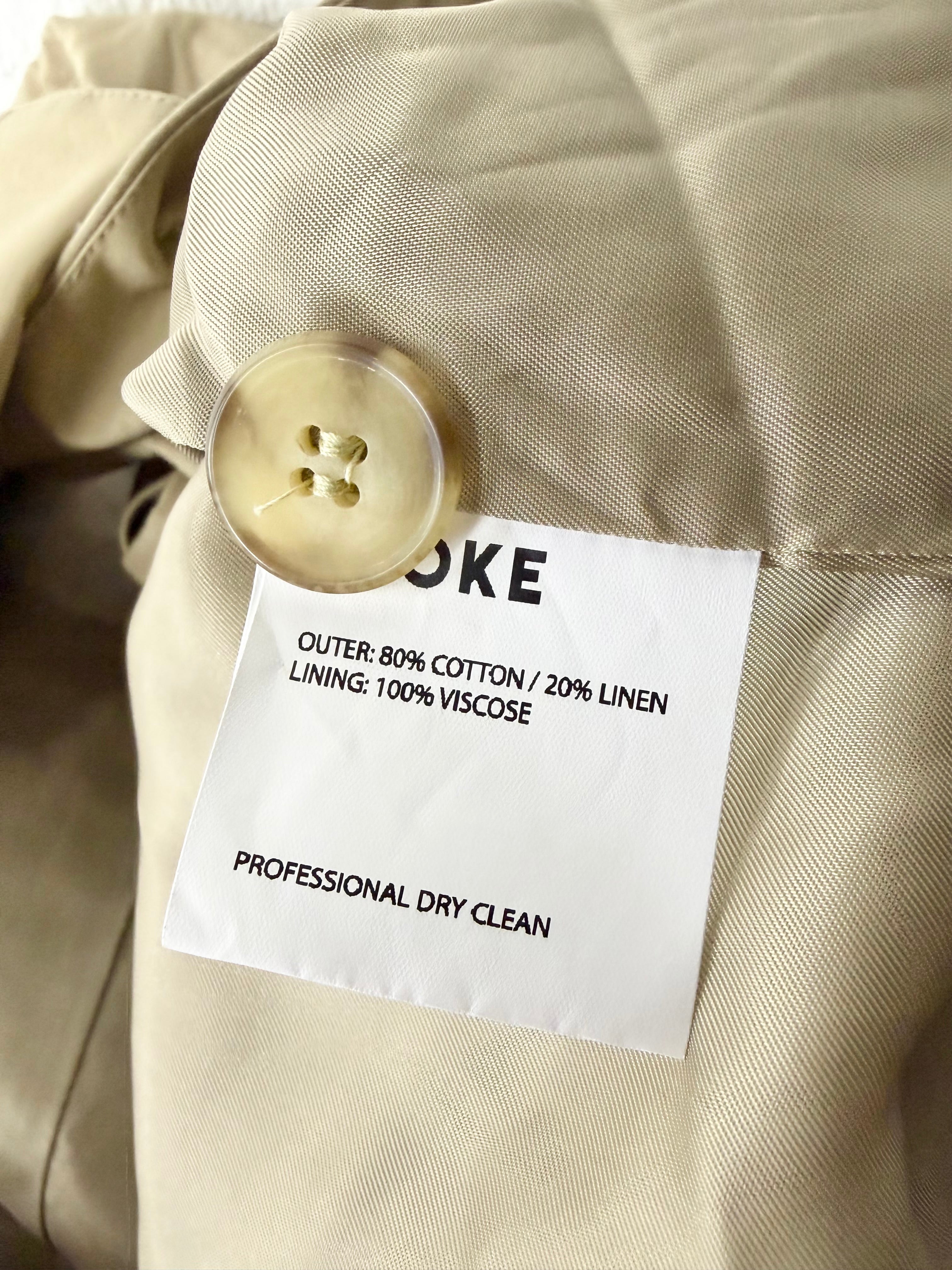 Kloke Buff Cotton & Linen Lightweight Jacket - AU10/12