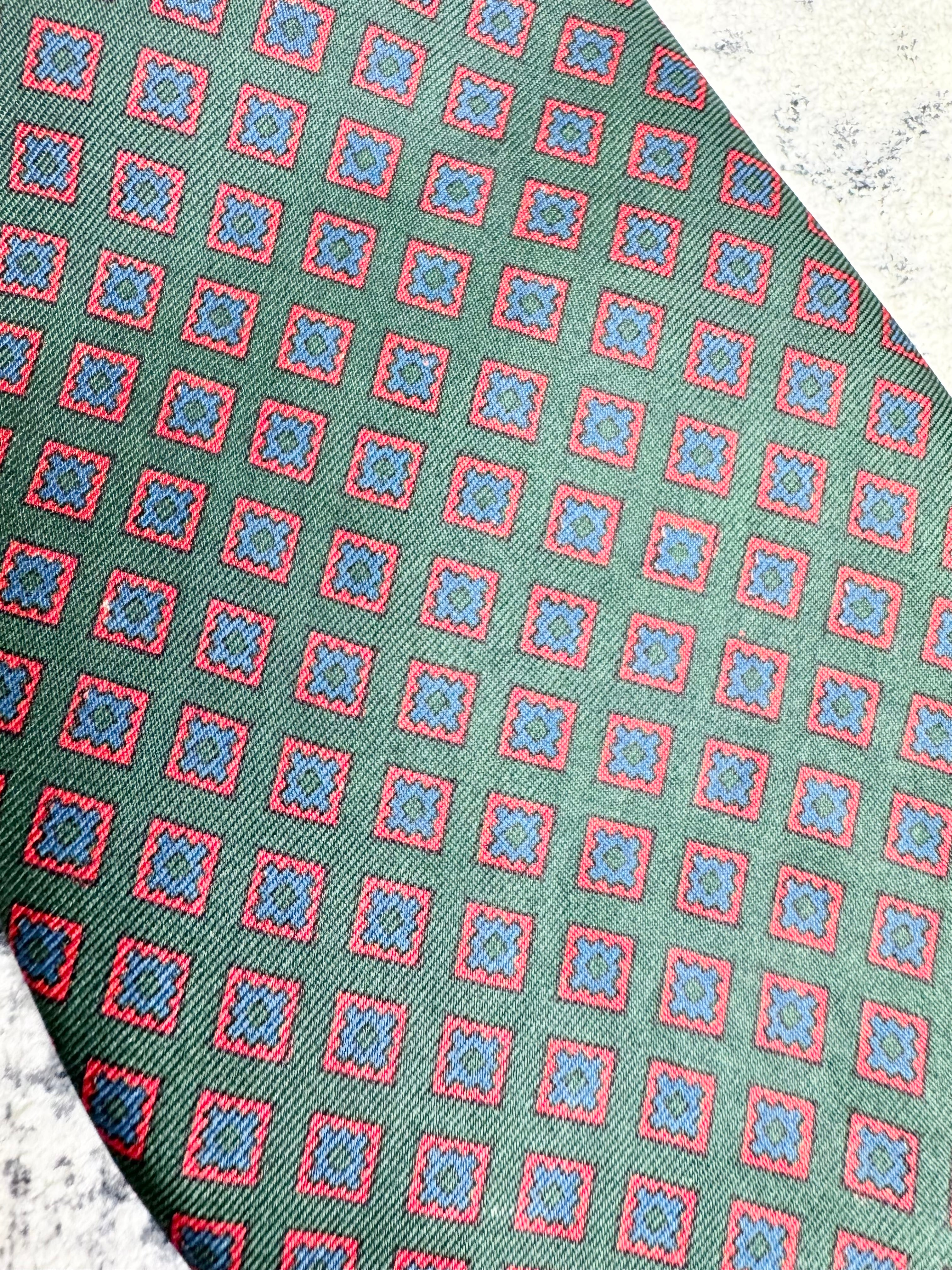 Vintage Liberty of London Pine Green Patterned Silk Tie