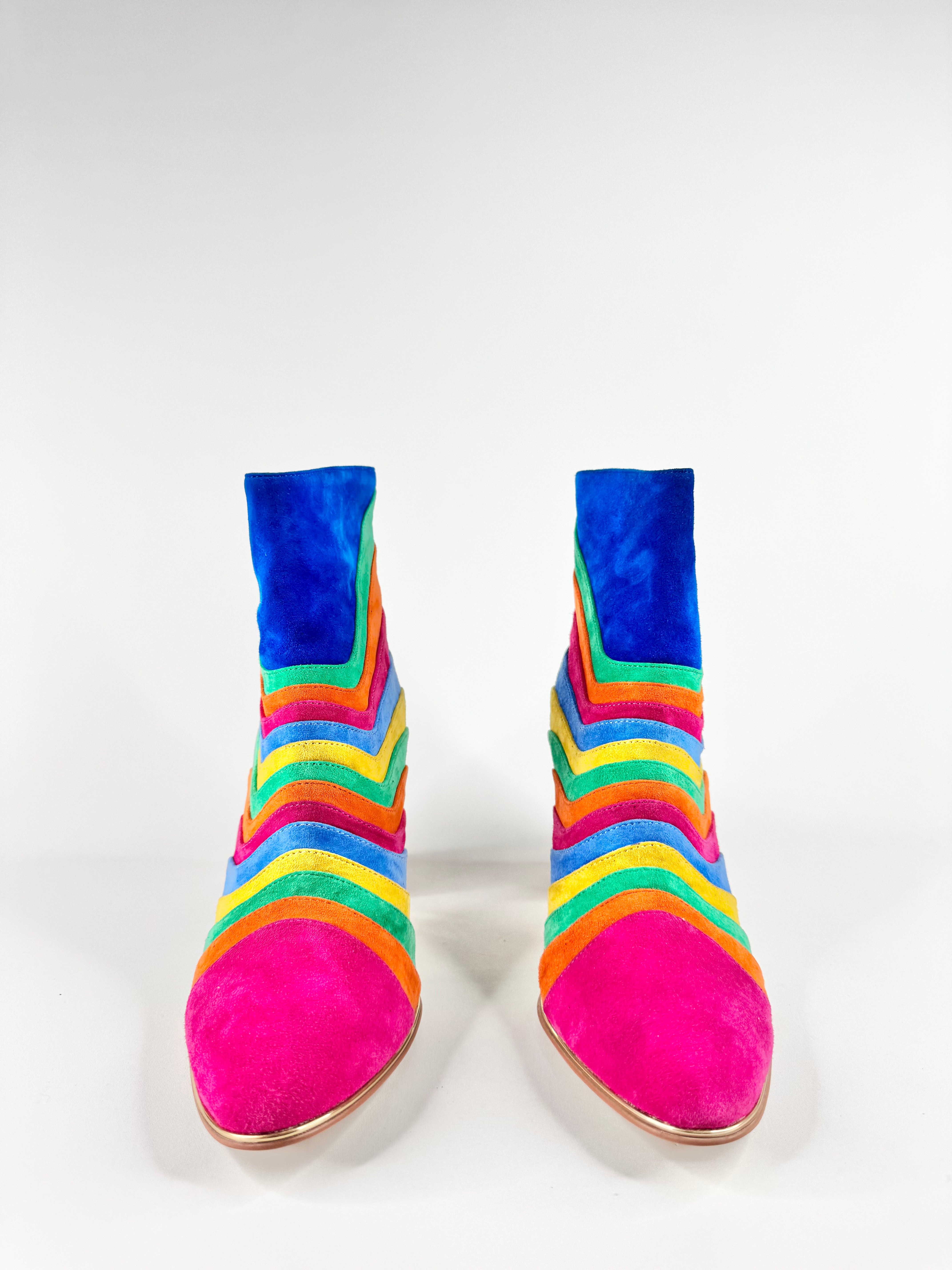 Django & Juliette 'Kattat' Bright Multi Suede Ankle Boots - EU36