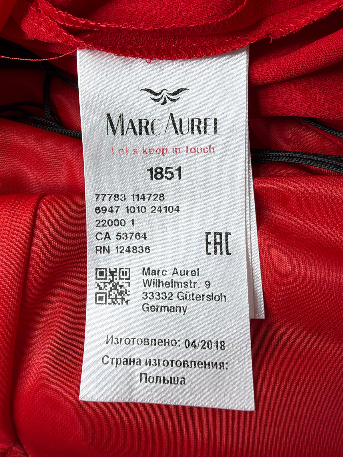 Marc Aurel Crimson Ruffle Trim Dress - AU10/12
