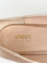 Armani Collezioni Satin Champagne Pointed Toe Ballet Flats - EU39