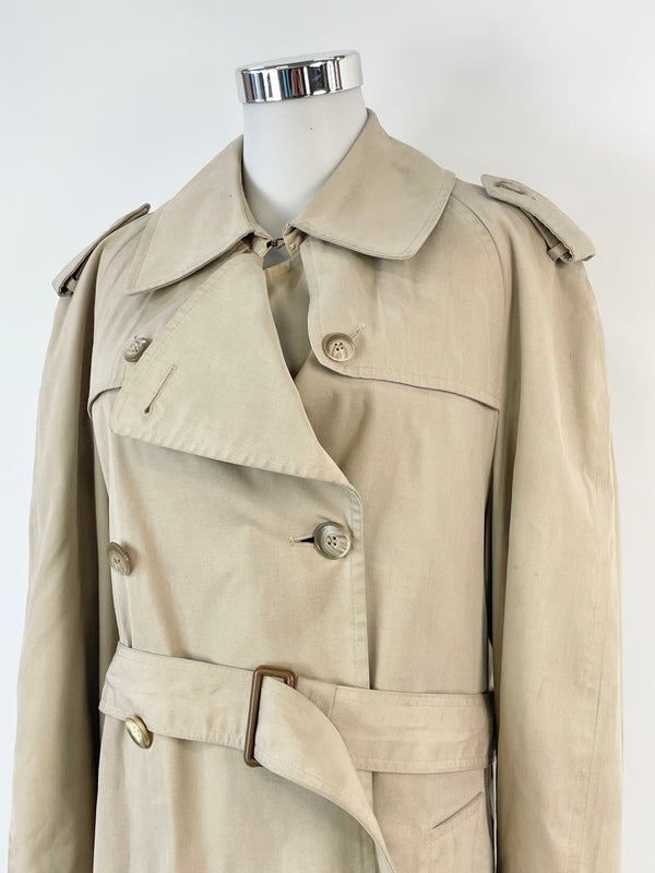 Vintage Christian Dior Gleneagles Wool-Lined Beige Trench Coat - 38R