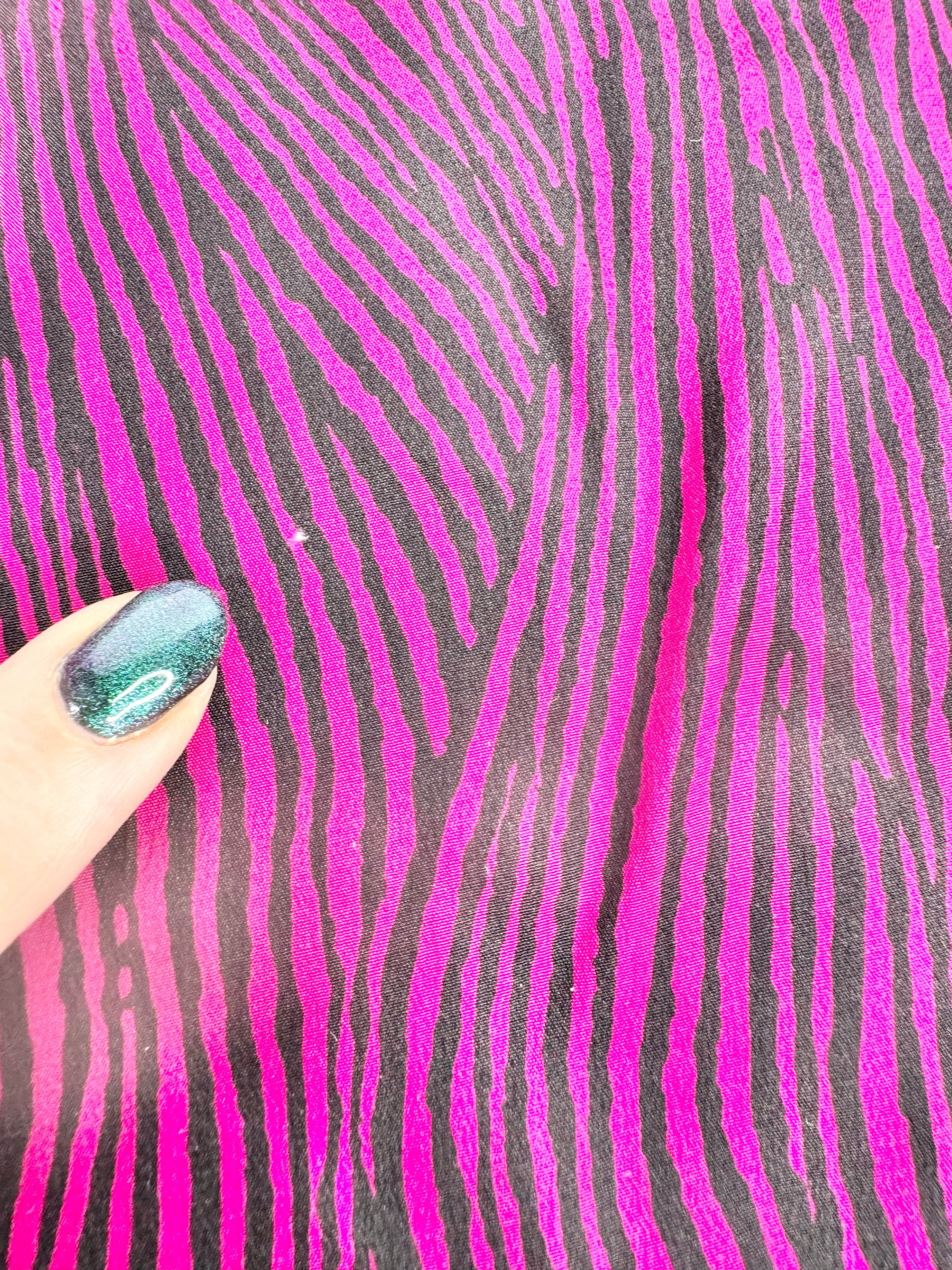 Vintage Dark Pink & Black Striped Silk Scarf