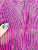 Vintage Dark Pink & Black Striped Silk Scarf