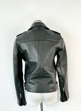 Neuw Black Grained Leather Biker Jacket - AU6